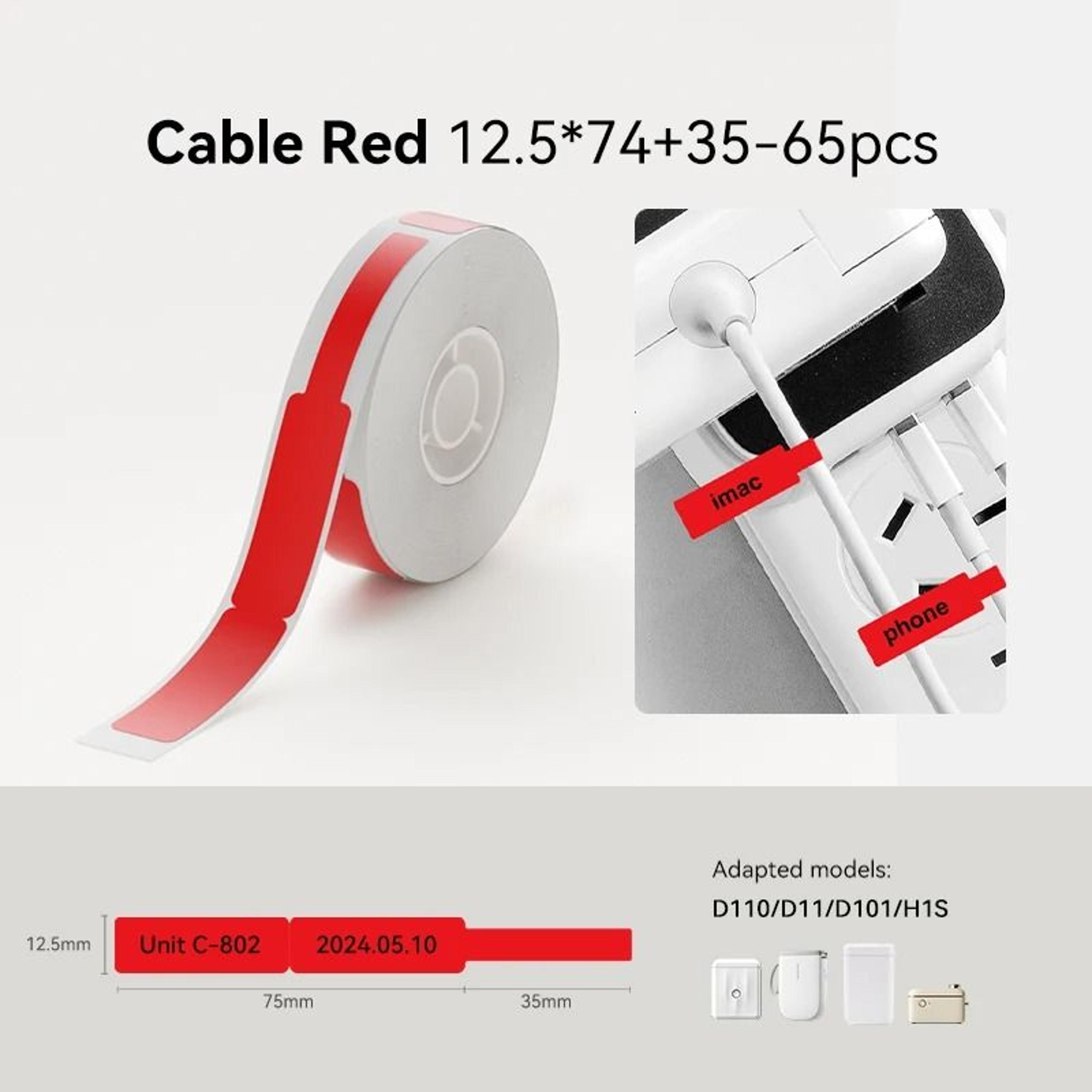 NIIMBOT Cable Labels Waterproof SelfAdhesive Color Sticker Roll For D110 D101 D11 Label Printers 10