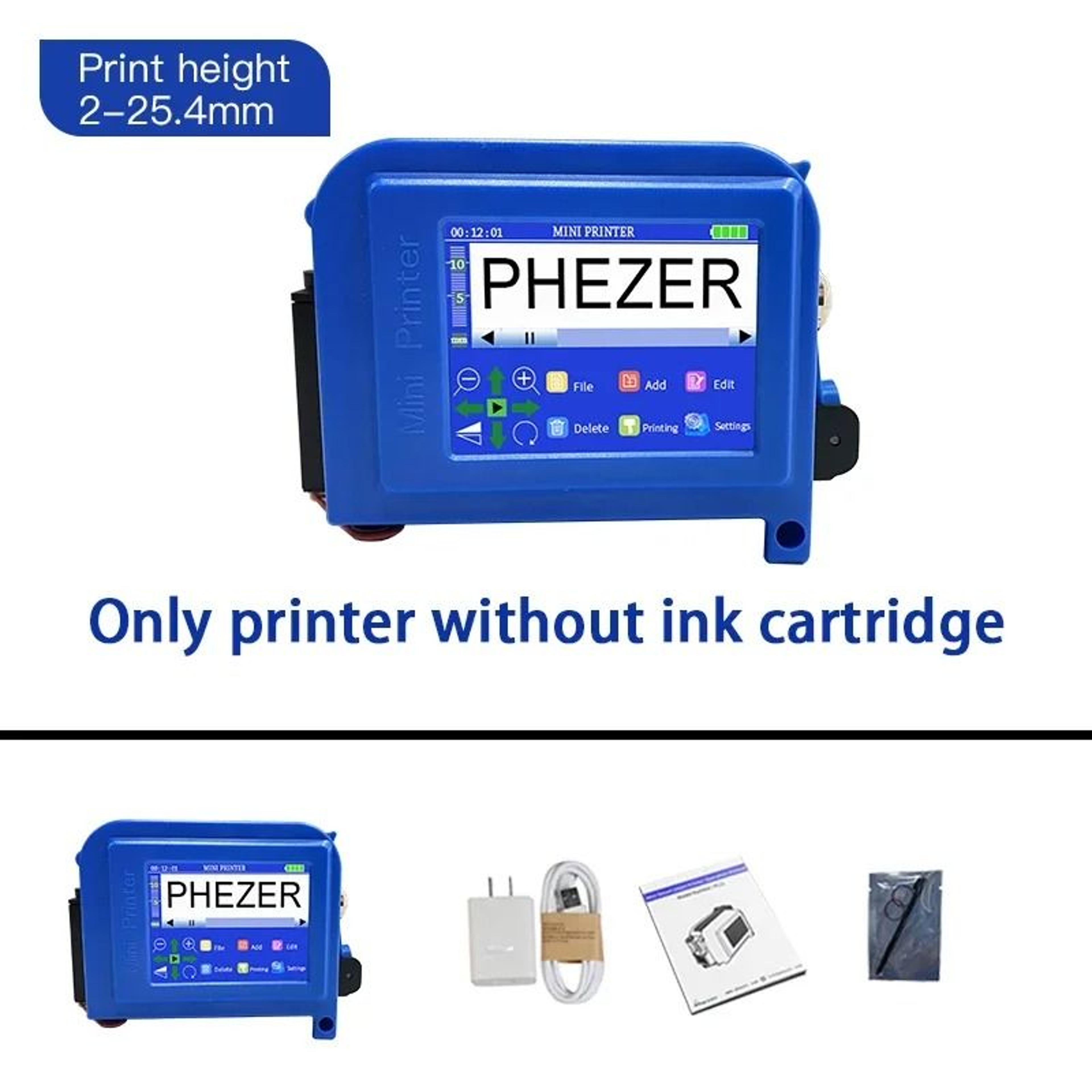 Phezer PC11Plus 127mm 254mm Mini Portable Handheld Inkjet Printer For Batch Code QR Date Logo 6