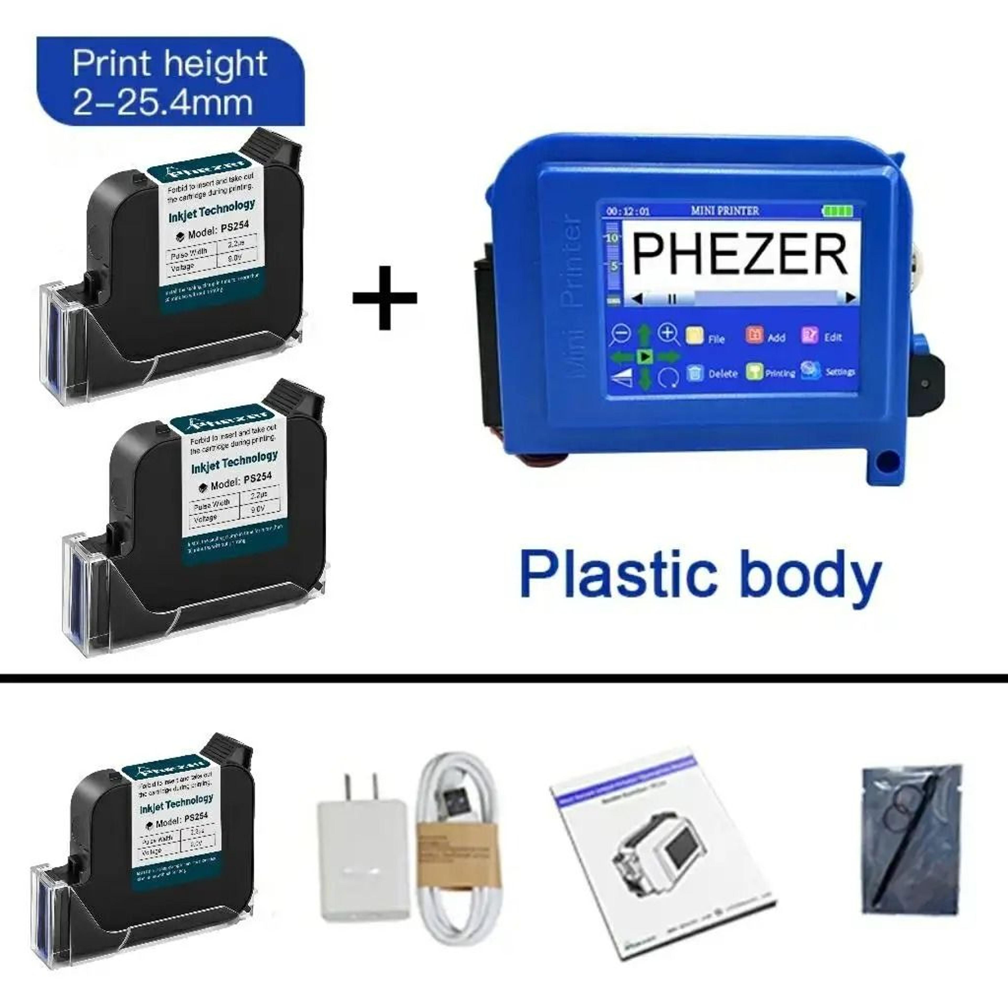 Phezer PC11Plus 127mm 254mm Mini Portable Handheld Inkjet Printer For Batch Code QR Date Logo 11