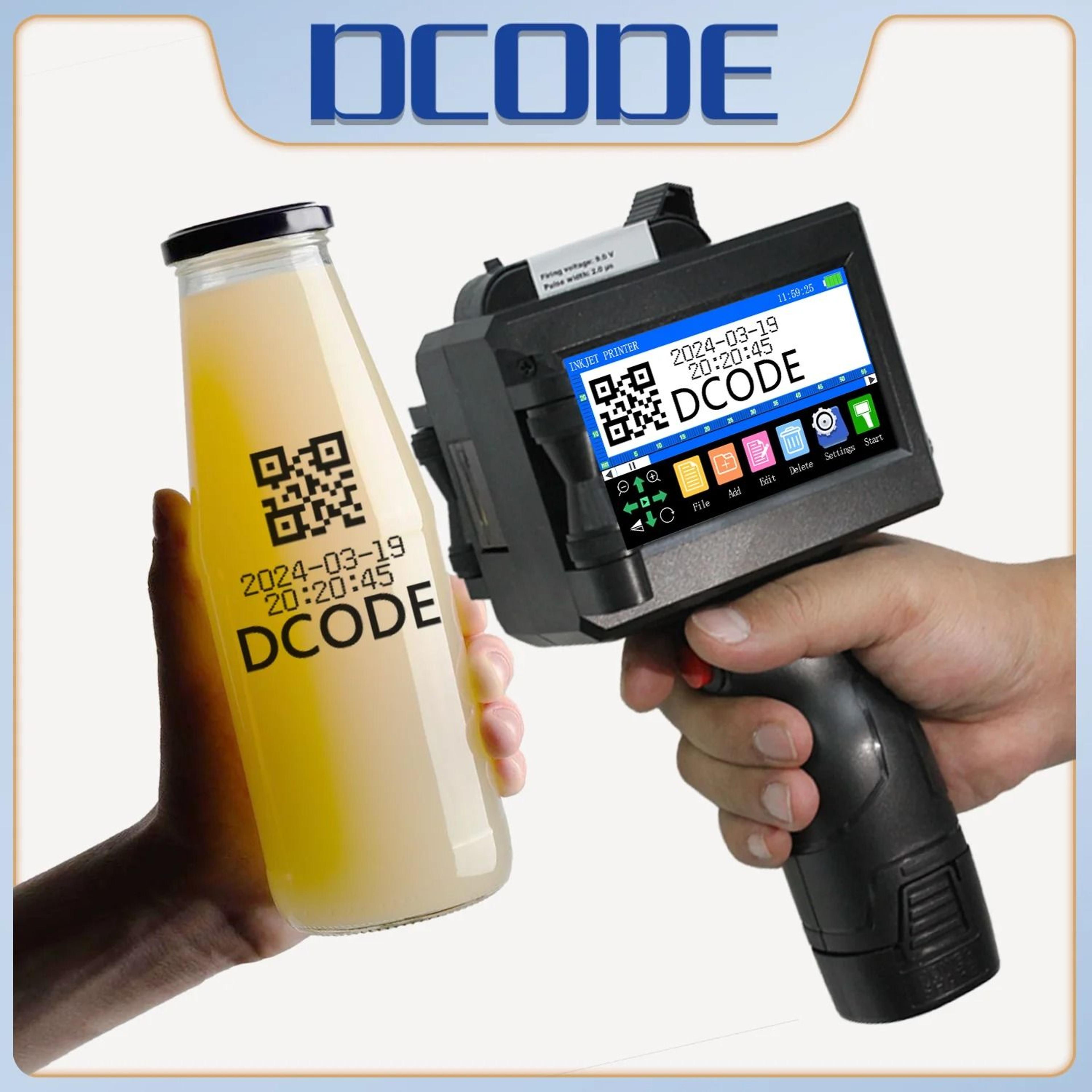 dcode 1755plus-1 25.4mm portable handheld inkjet printer large format batch coding machine for qr barcode logo