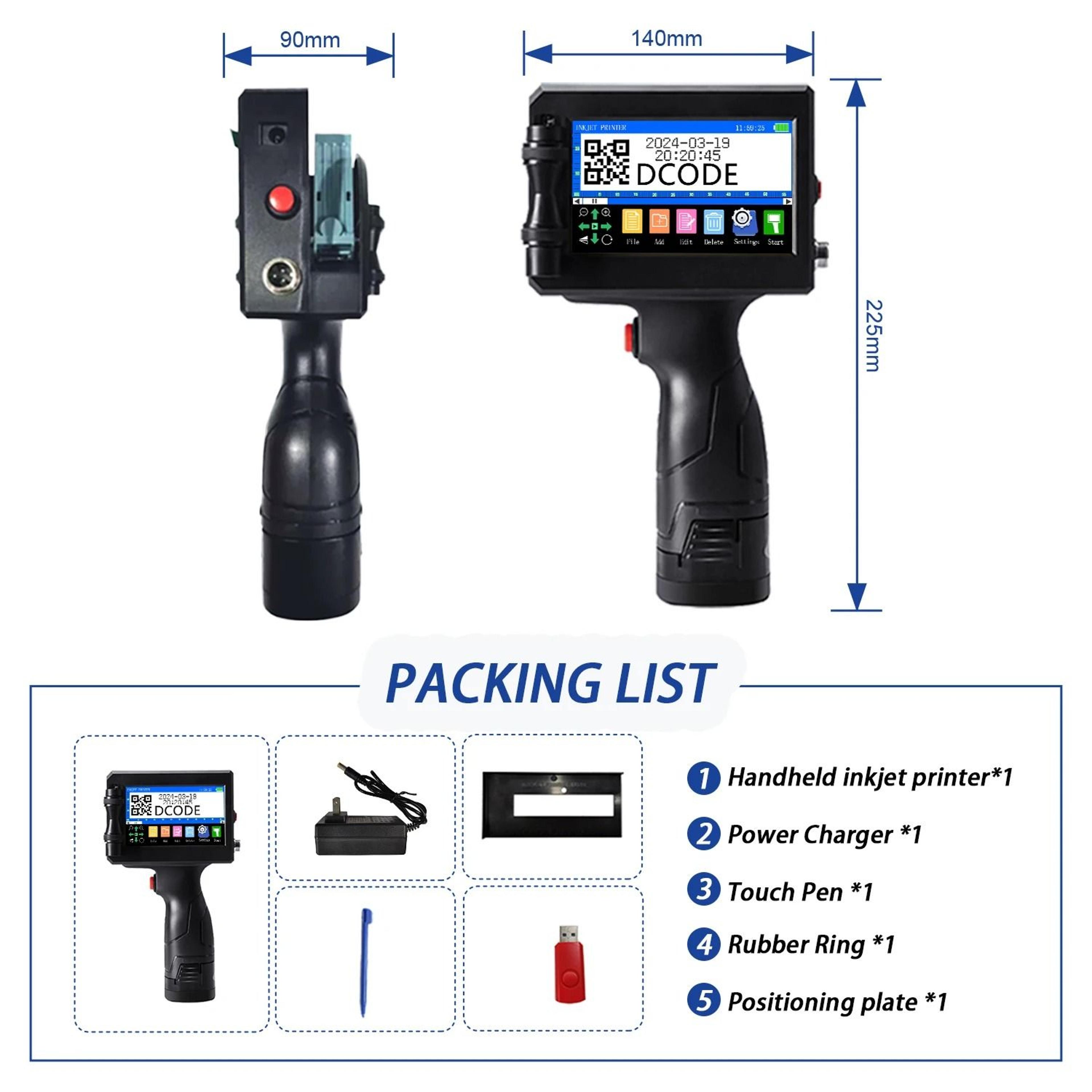 DCODE 1755PLUS1 254mm Portable Handheld Inkjet Printer Large Format Batch Coding Machine For QR Bar 5