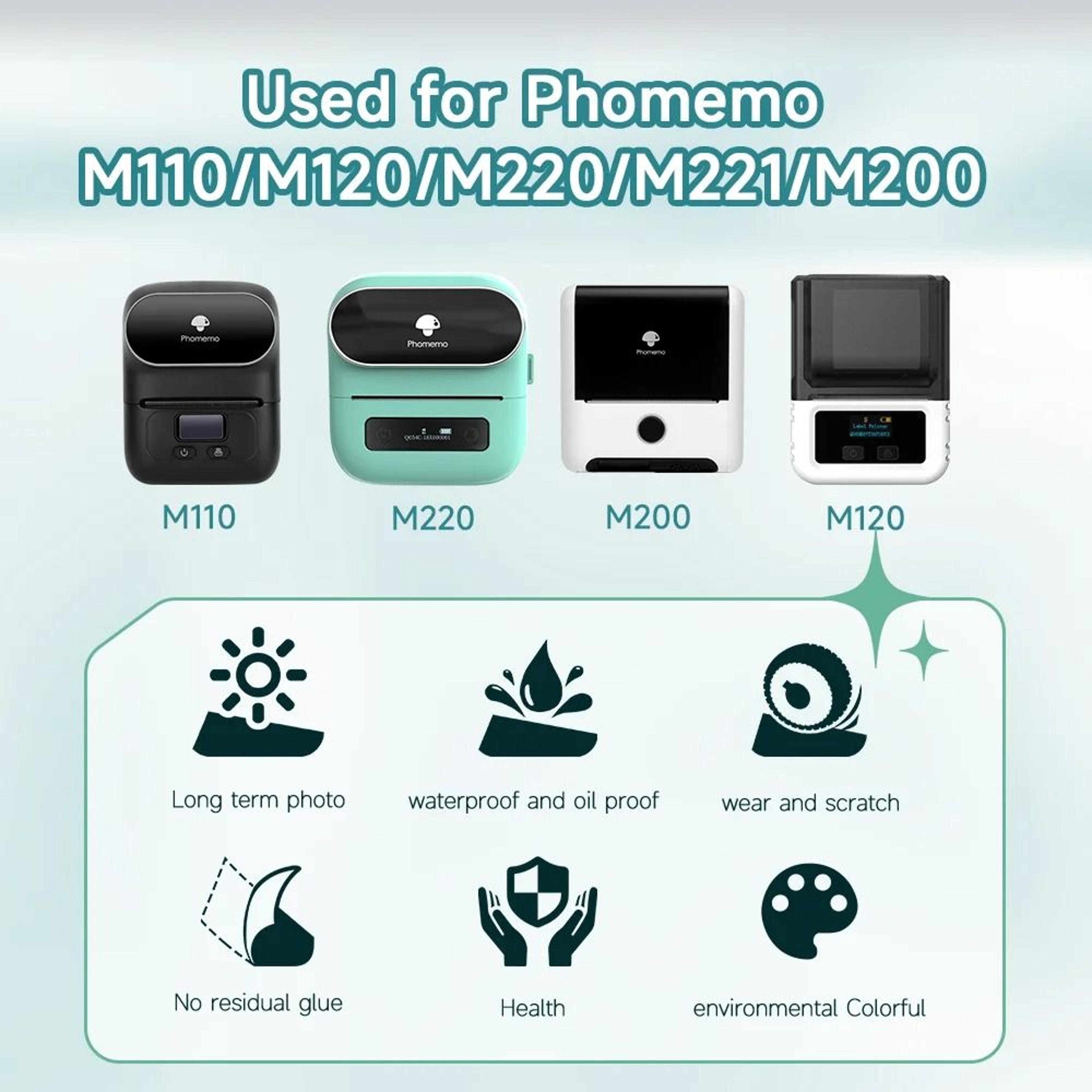 Phomemo 3Roll Thermal Clear Label Paper 40x30mm For M110 M221 M220 M120  M200 Label Printers 1