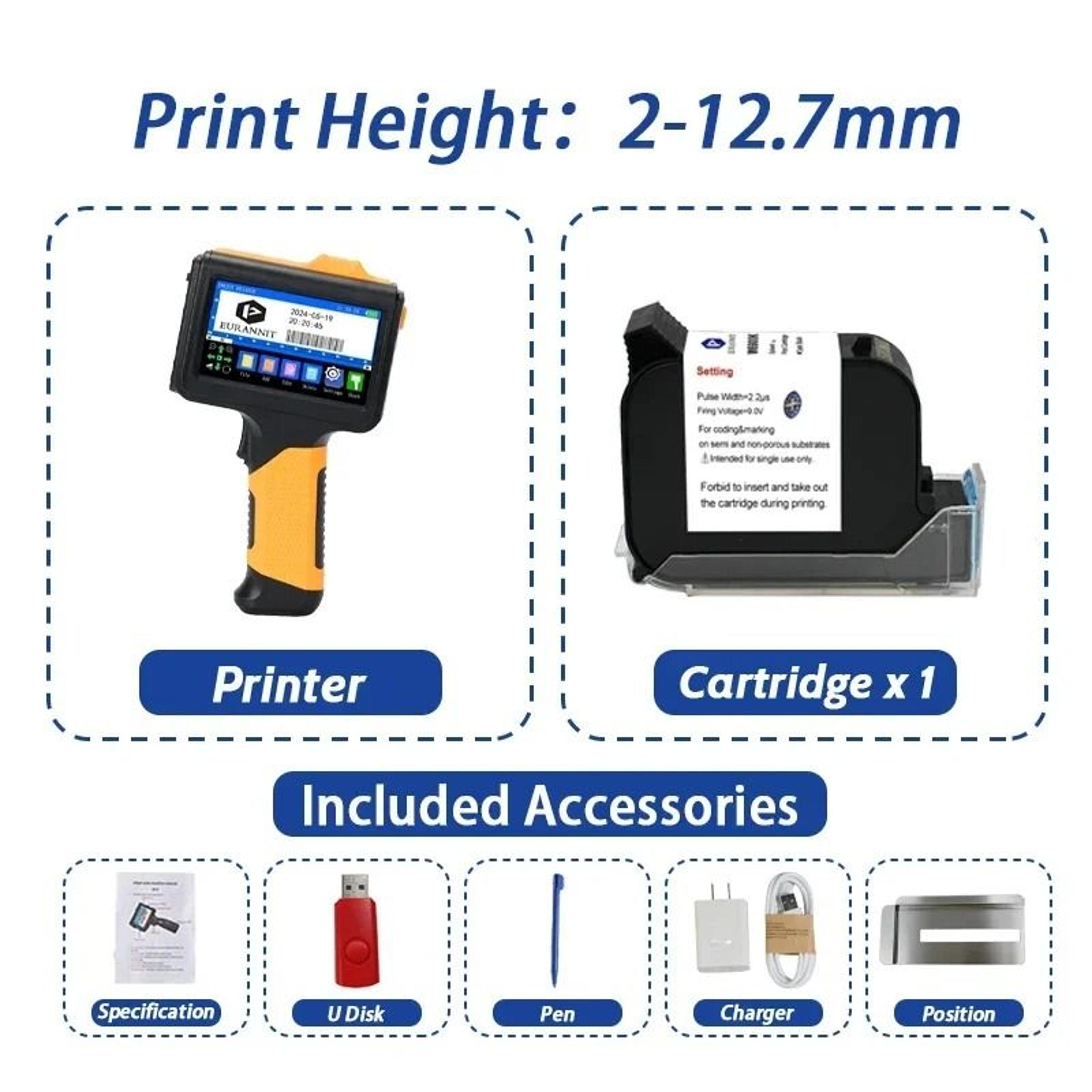 EURANNIT E19 127mm Handheld Thermal Inkjet Printer Portable Coding Machine For Expiry Date  QR Barc 8