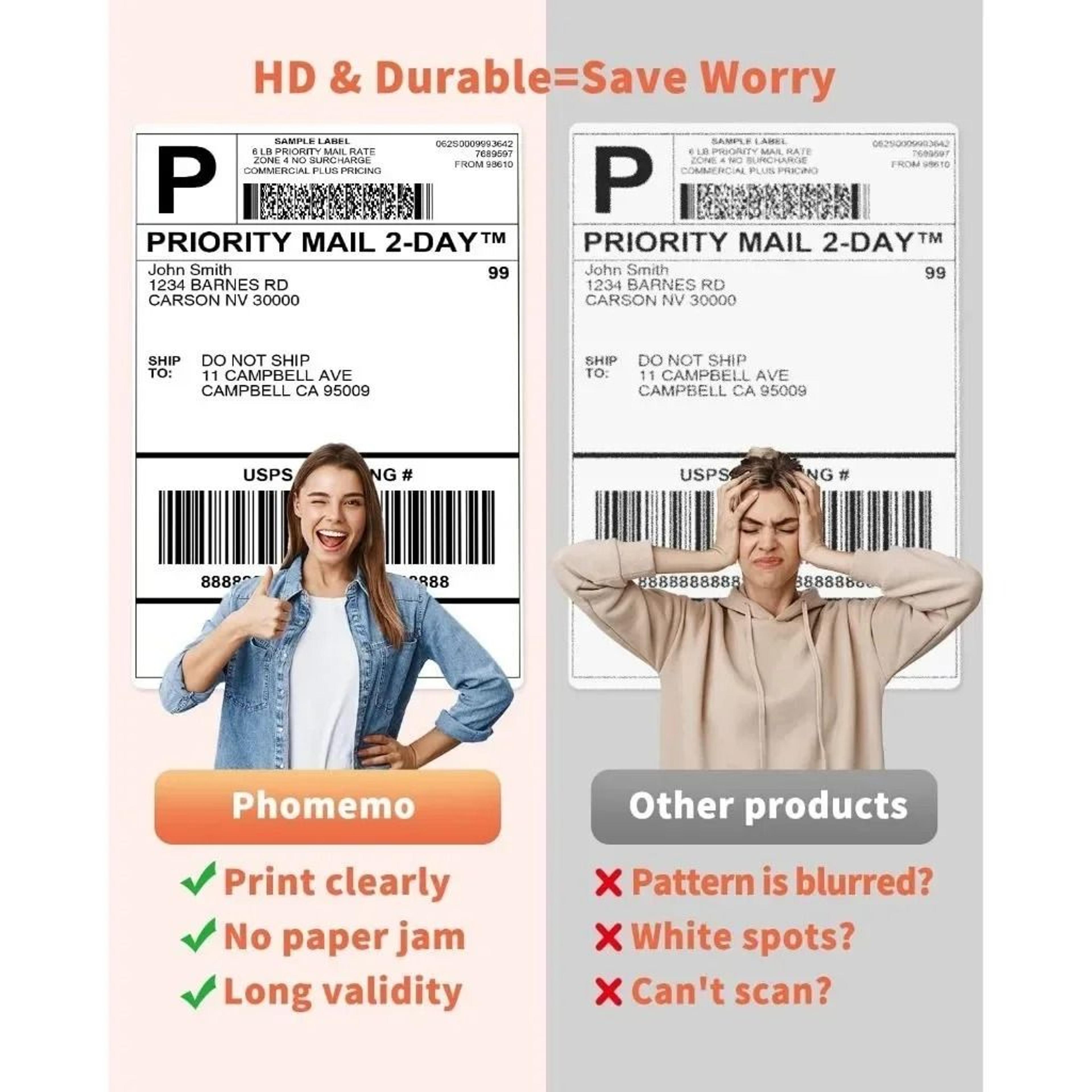 100Sheet Phomemo A6 Thermal Shipping Labels 100x150mm  4x6 Inch For PM241BT D520  246S Waybill Prin 5