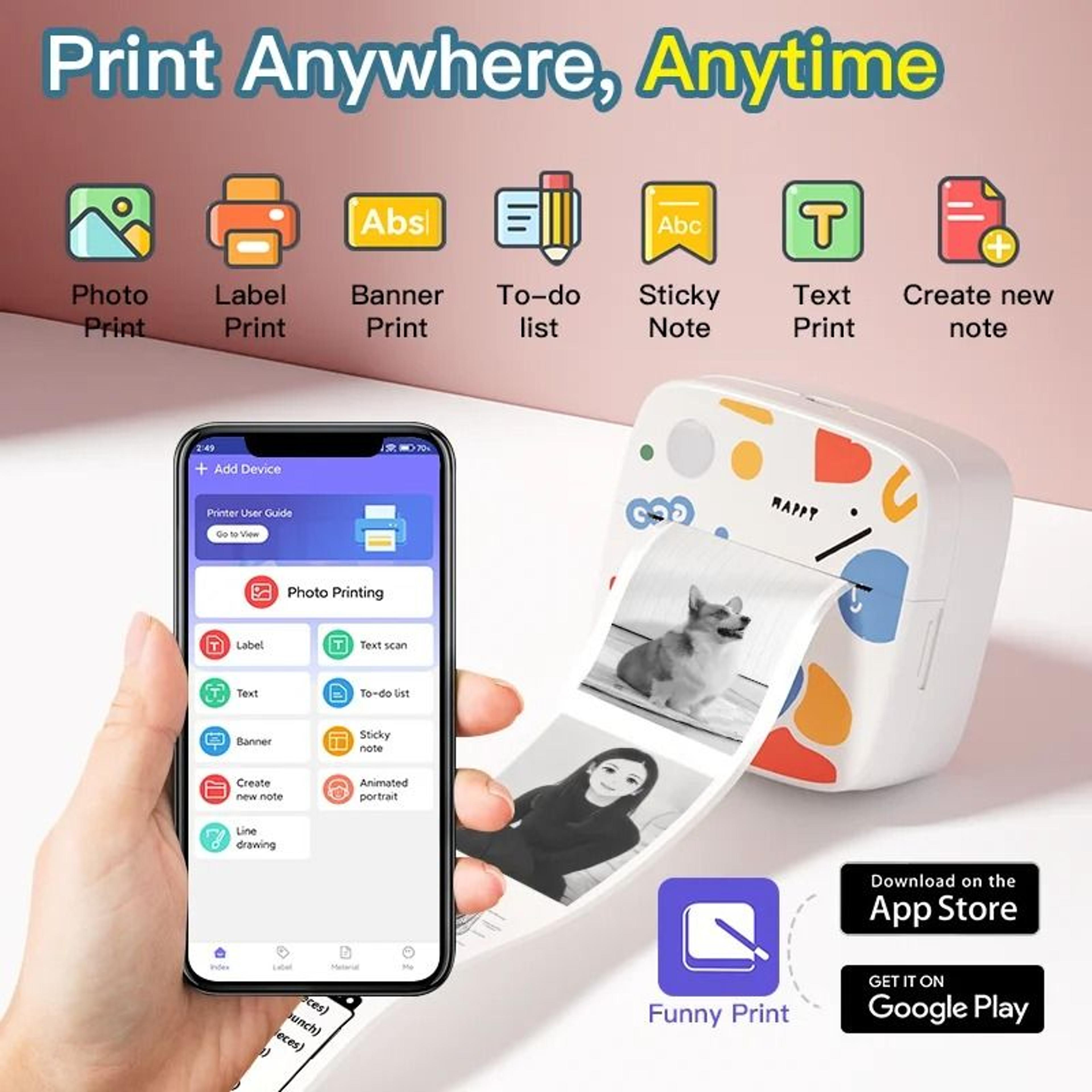 DOLEWA D2 Doodle Mini Portable Thermal Printer Wireless Sticker Maker For Photo  Label DIY Printing 3