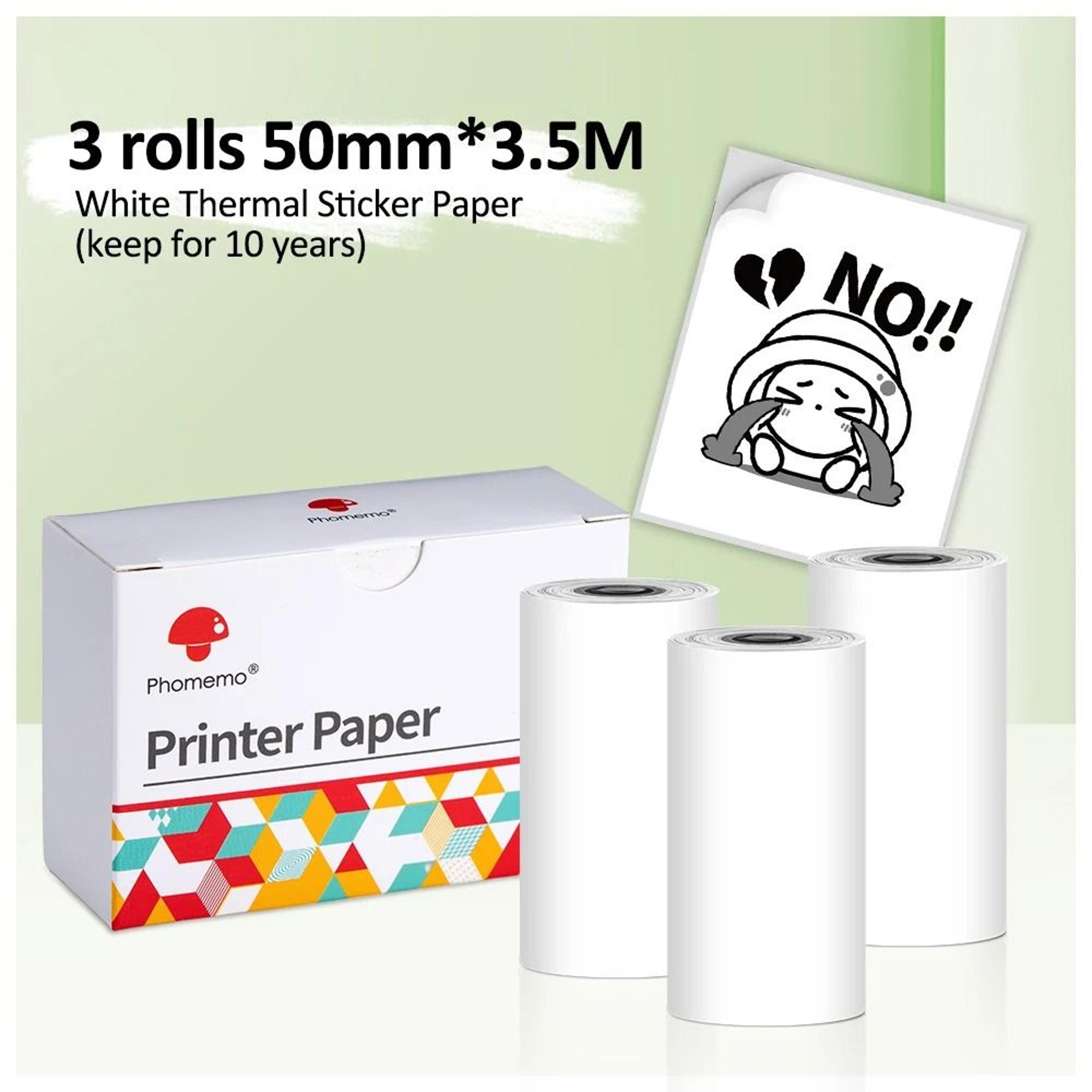 3 Rolls White Thermal Adhesive Sticker Paper Tape For Phomemo M02 M02Pro  M02S Mini Printers 7