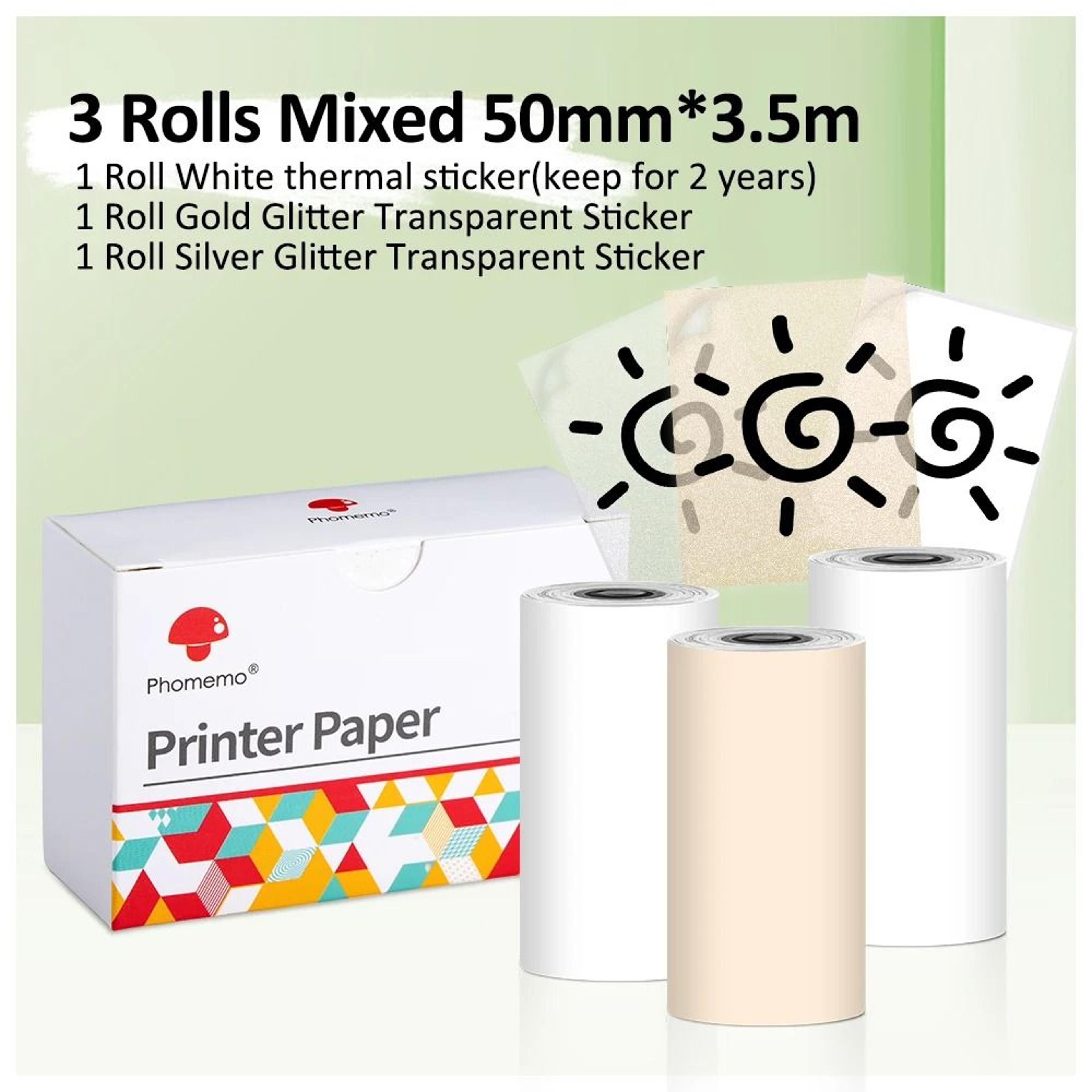 3 Rolls White Thermal Adhesive Sticker Paper Tape For Phomemo M02 M02Pro  M02S Mini Printers 10