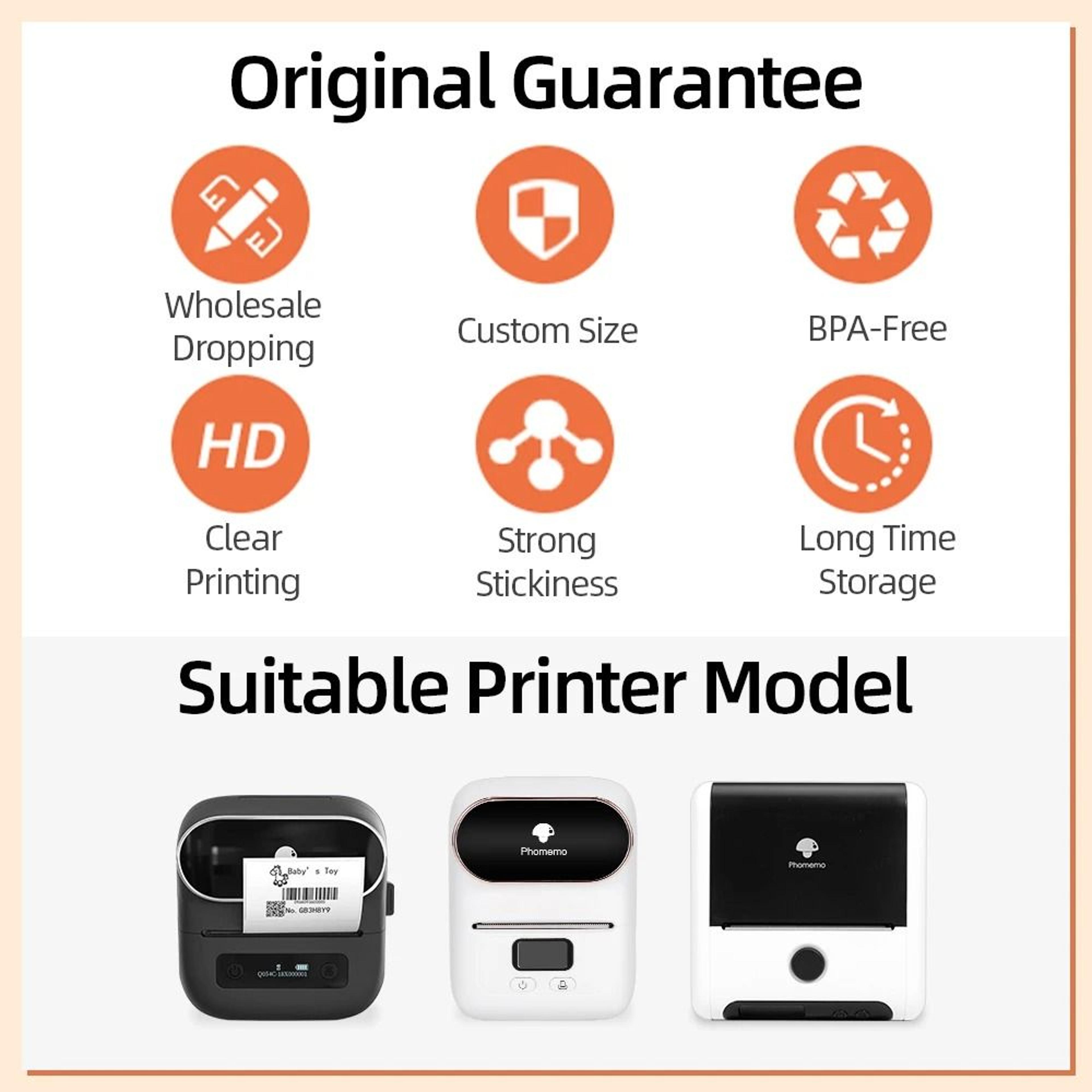Direct Thermal Label Stickers For Phomemo M110 M220 M221  M120 Mini Portable Printers 2050mm 3