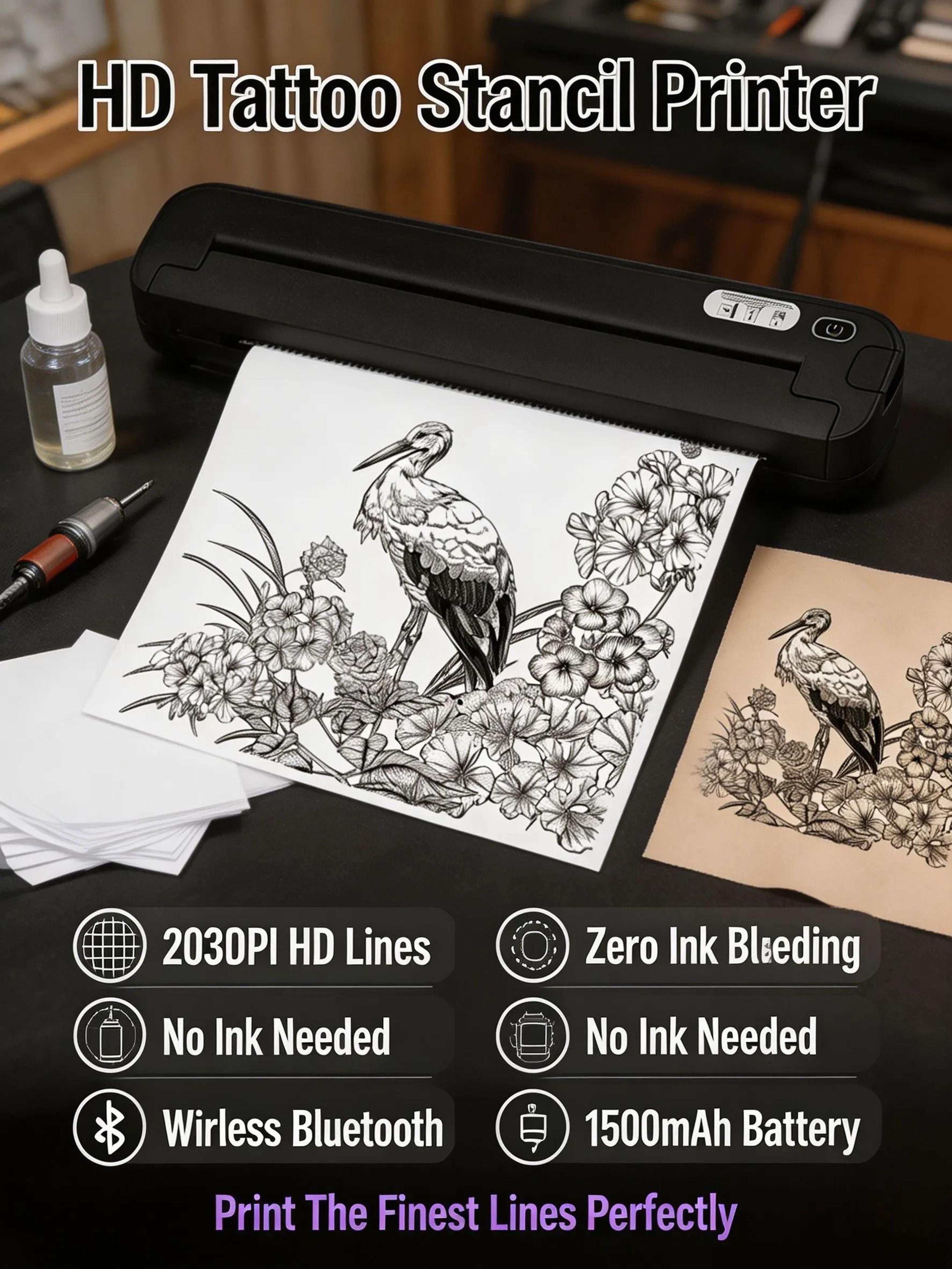 Wireless Bluetooth Thermal Tattoo Stencil Printer 455g Portable Transfer Machine With 15 Transfer P 5