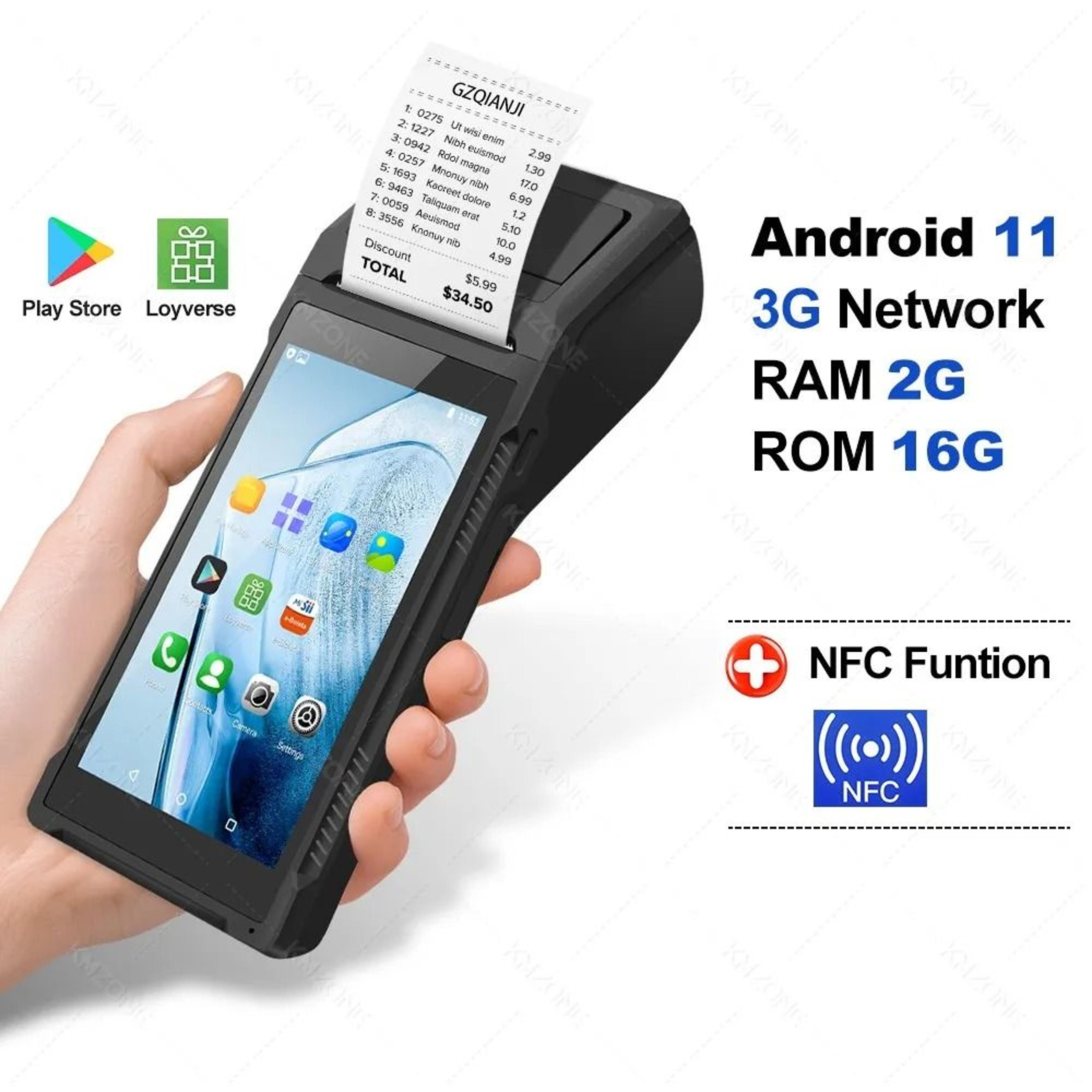 Android Handheld POS Terminal With 2D Barcode Scanner NFC  BuiltIn 58mm Thermal Receipt Printer 7
