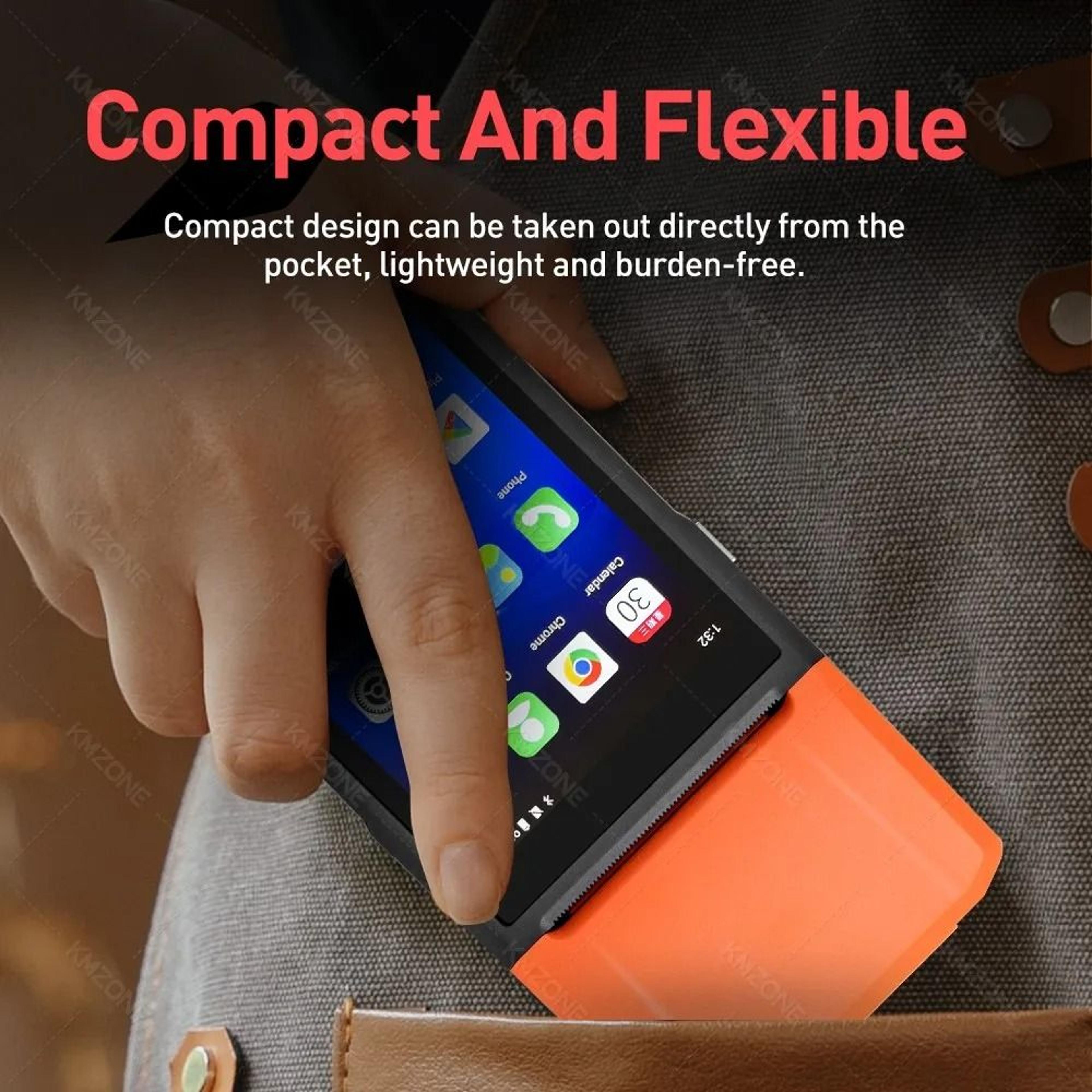 Android PDA Terminal POS Machine 50 Touch Screen Builtin 58mm Thermal Printer WiFi GPS 4