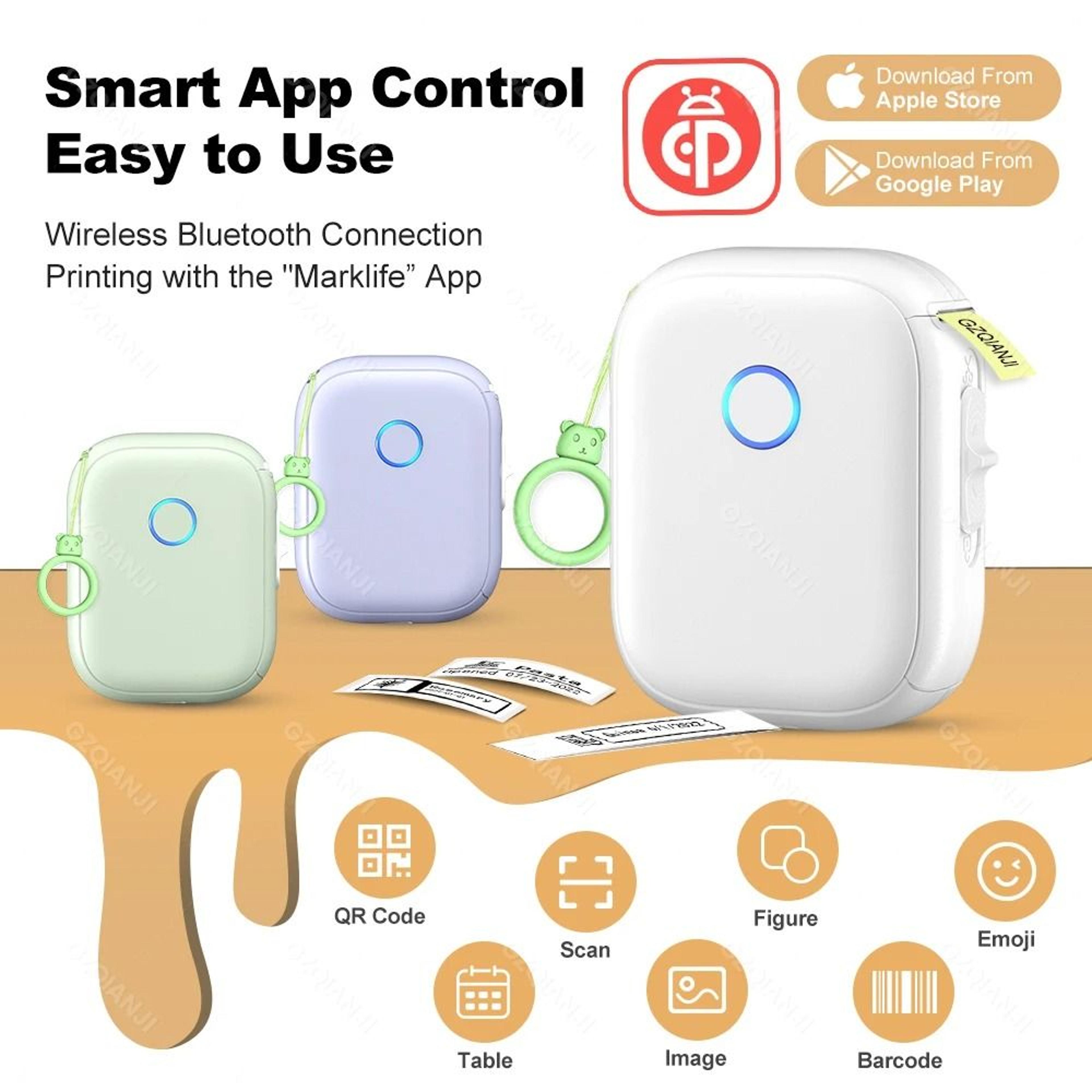 Marklife P12 Portable Mini Thermal Labeling Printer Pocket Adhesive Sticker Maker Or Continuous Lab 1