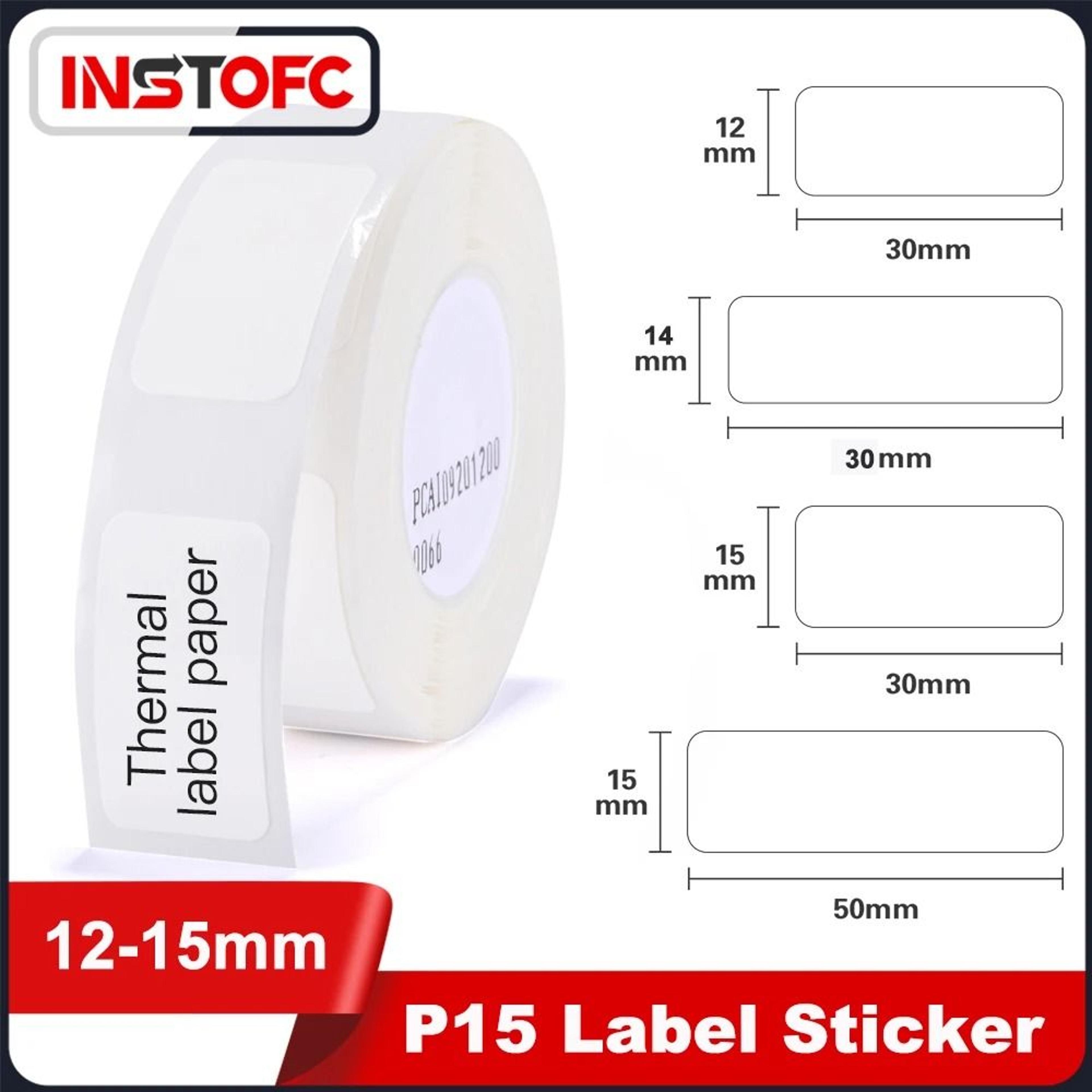 mini thermal label tape roll set 12-15mm waterproof adhesive stickers for p15 label printer