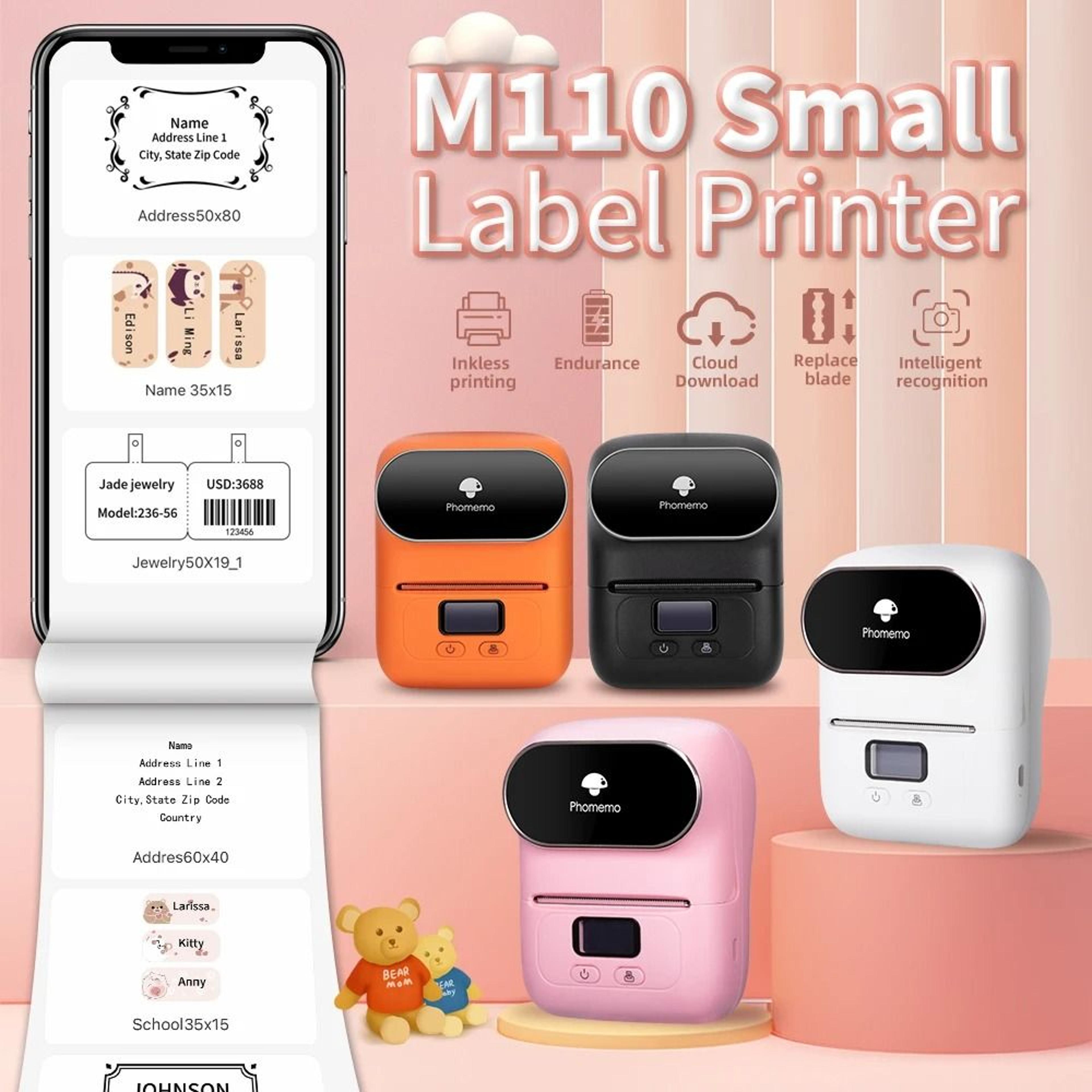 Phomemo M110 Portable Mini Thermal Label Printer Wireless Bluetooth Sticker Tag Maker 1
