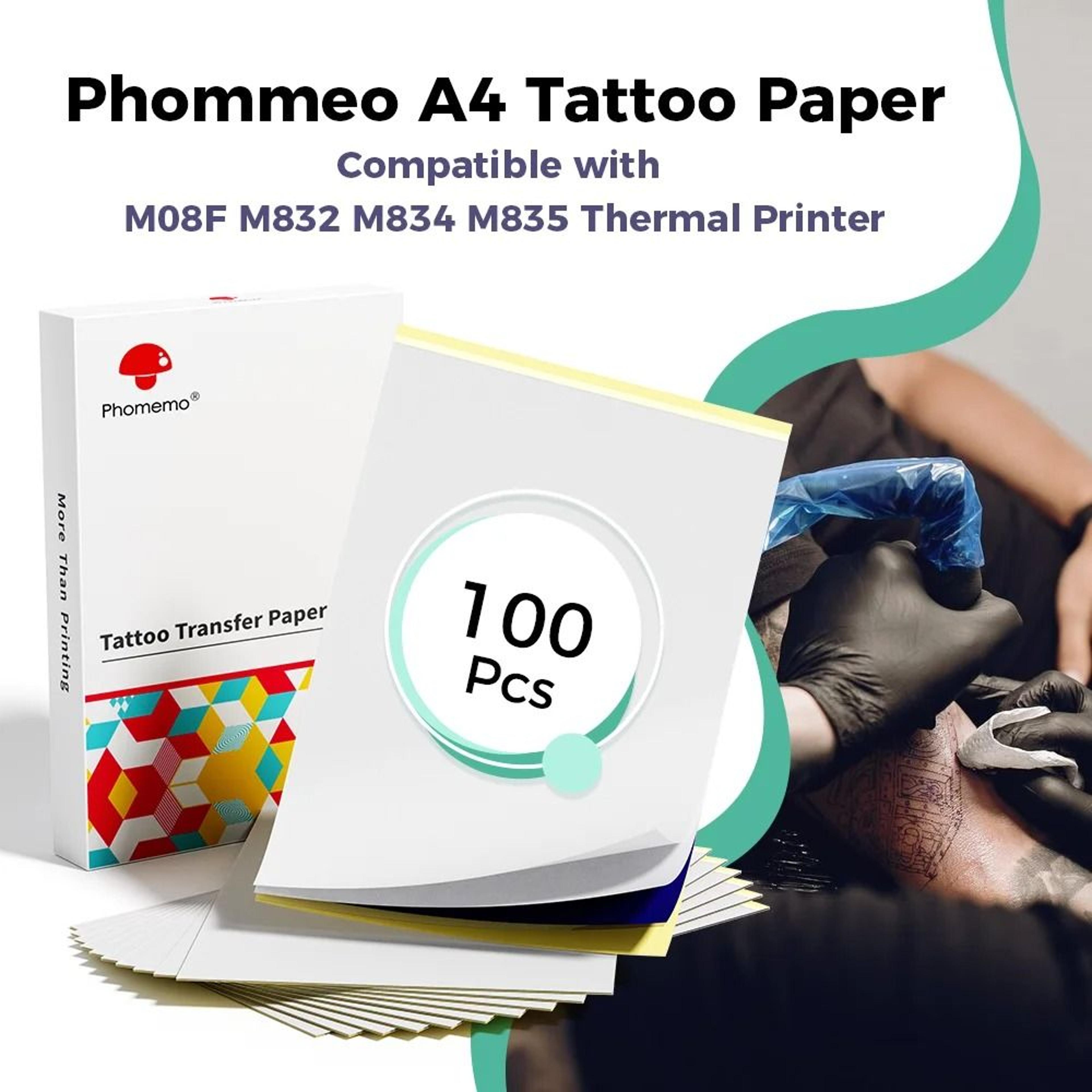 100 sheets a4 thermal tattoo transfer stencil paper for phomemo m08f m832 m833 m834 m835