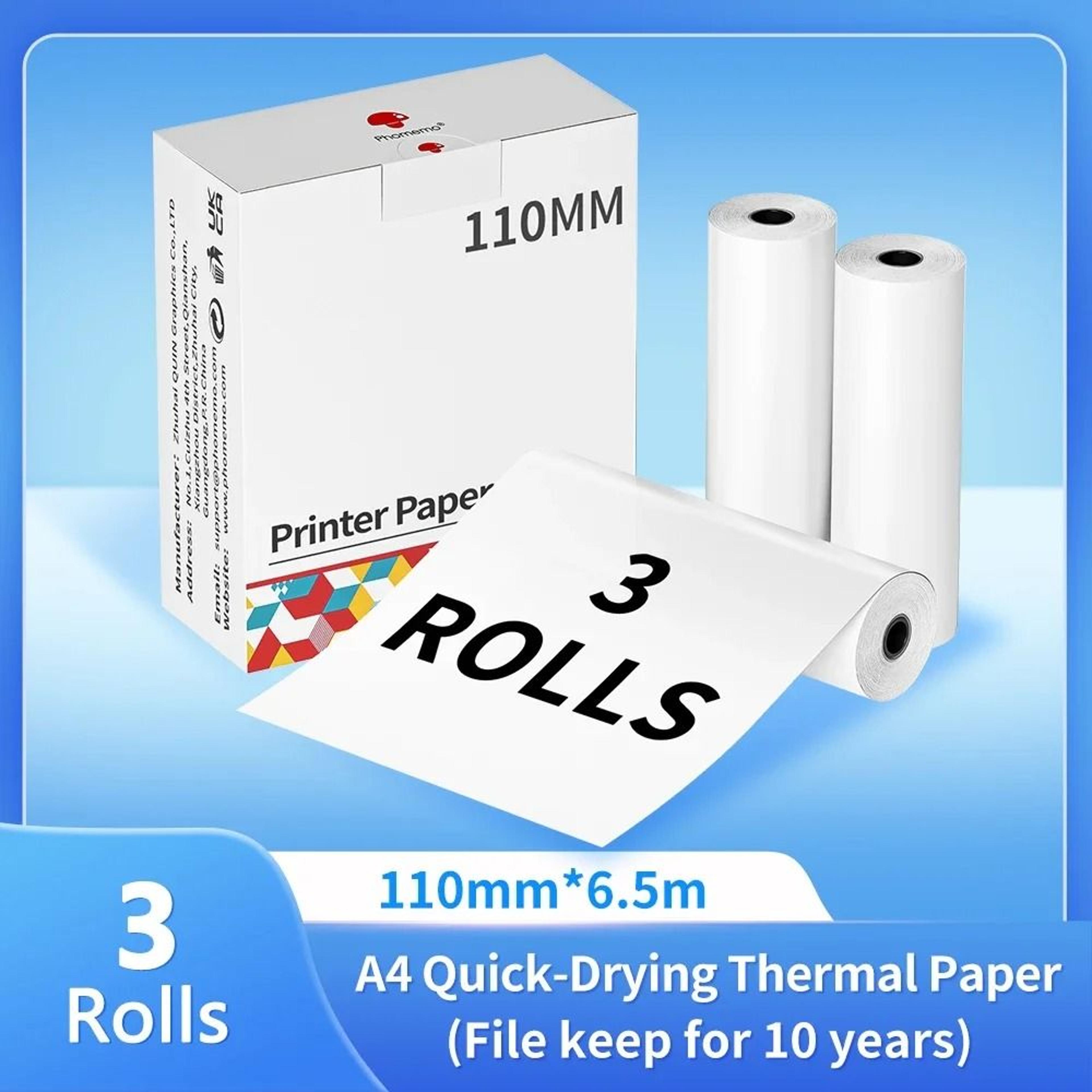 A4 Thermal Paper Rolls 210mm Continuous White Print Paper Compatible With M832 Portable Printer 8