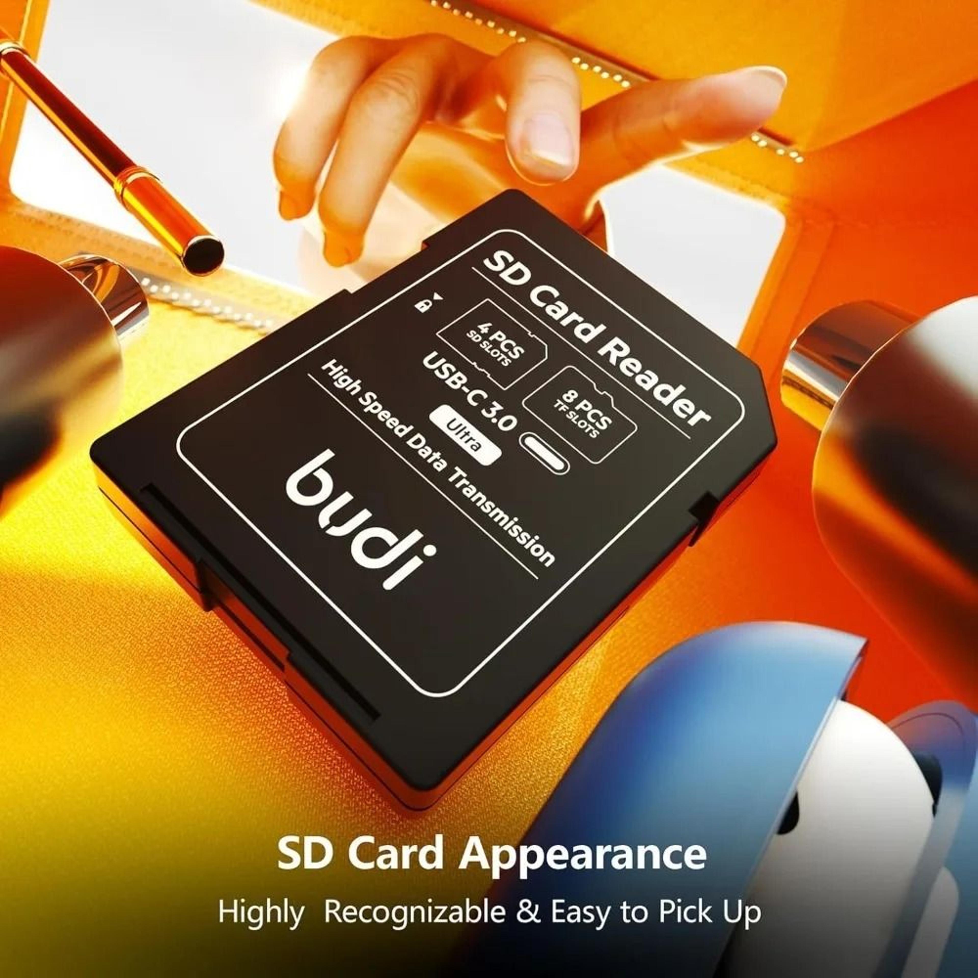BUDI MultiSlot SD  TF Memory Card Storage Case With HighSpeed USBC Card Reader 4
