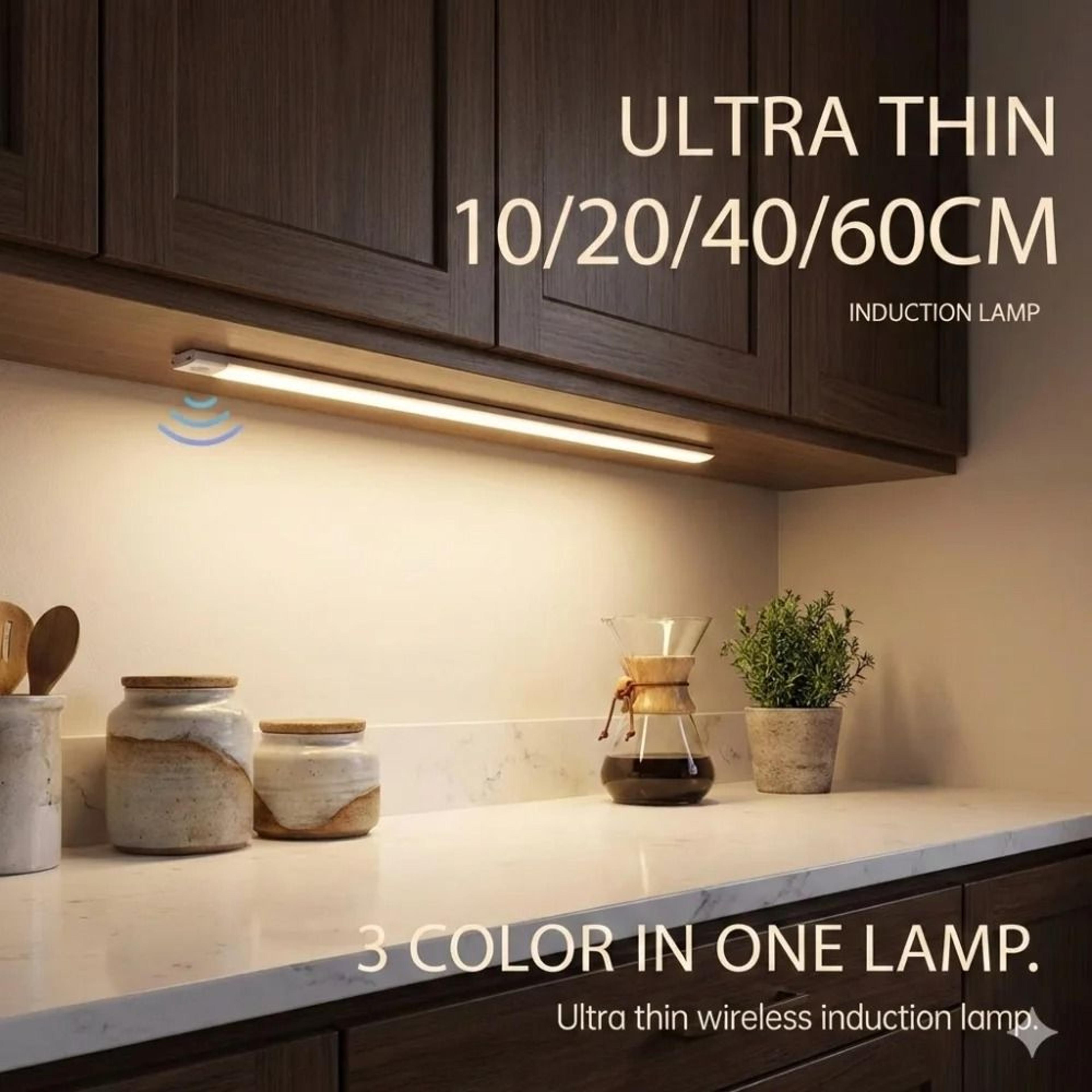 wireless magnetic motion sensor led under-cabinet light usb rechargeable 3-color closet night lamp