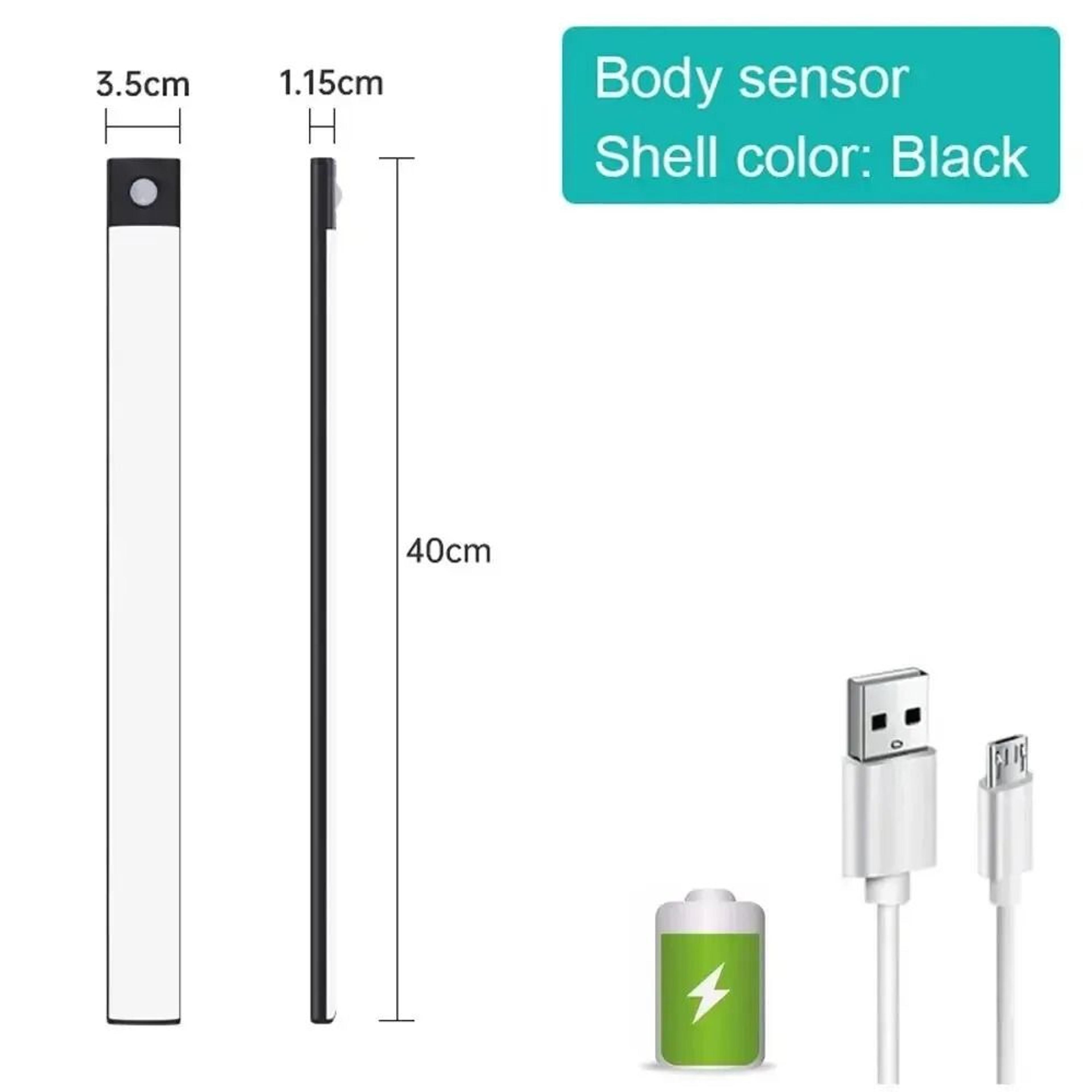 Wireless Magnetic Motion Sensor LED UnderCabinet Light USB Rechargeable 3Color Closet Night Lamp 7