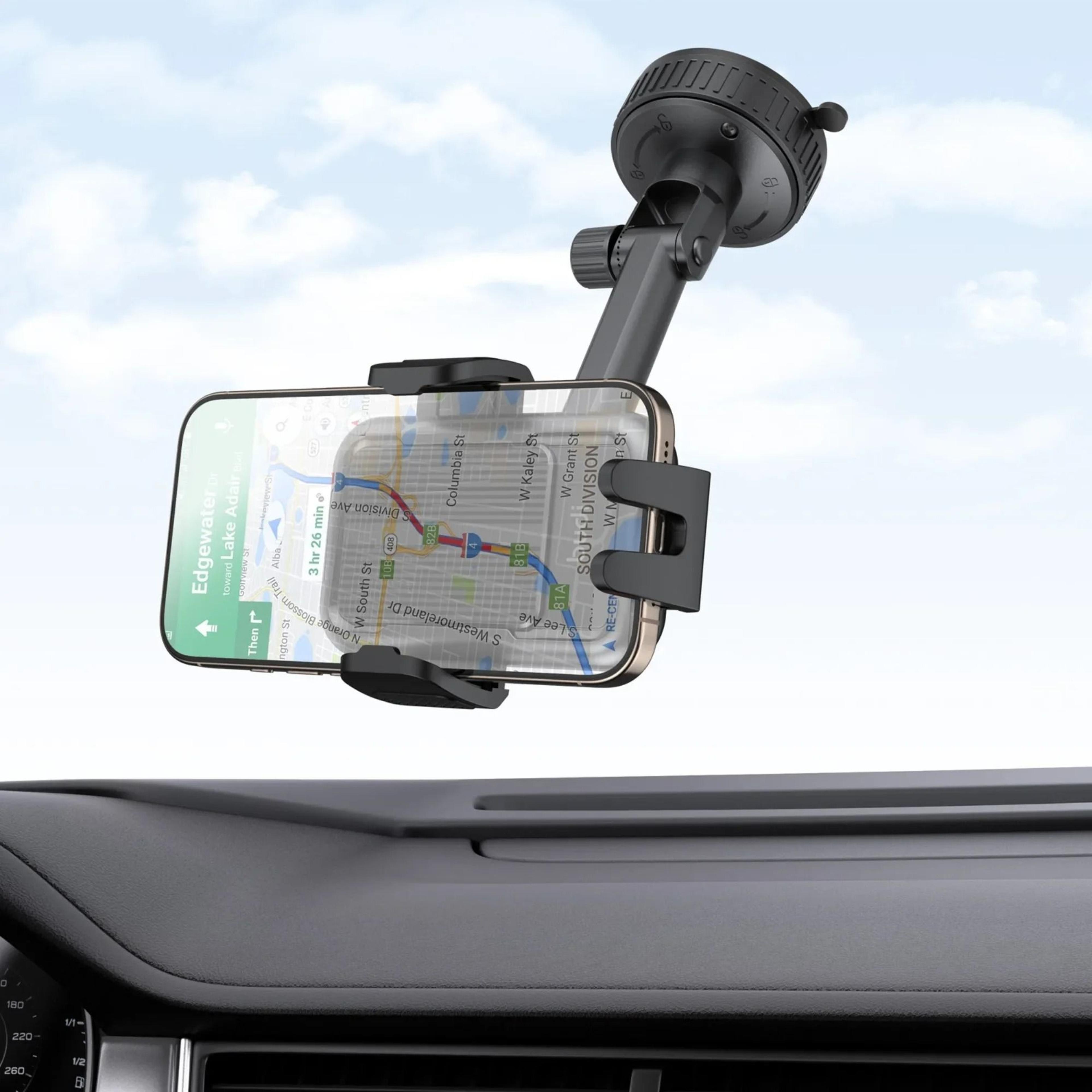 Mechanical Clamping Universal Car Phone Mount  Telescopic Long Arm Suction Cup Windshield  Dashboar 2