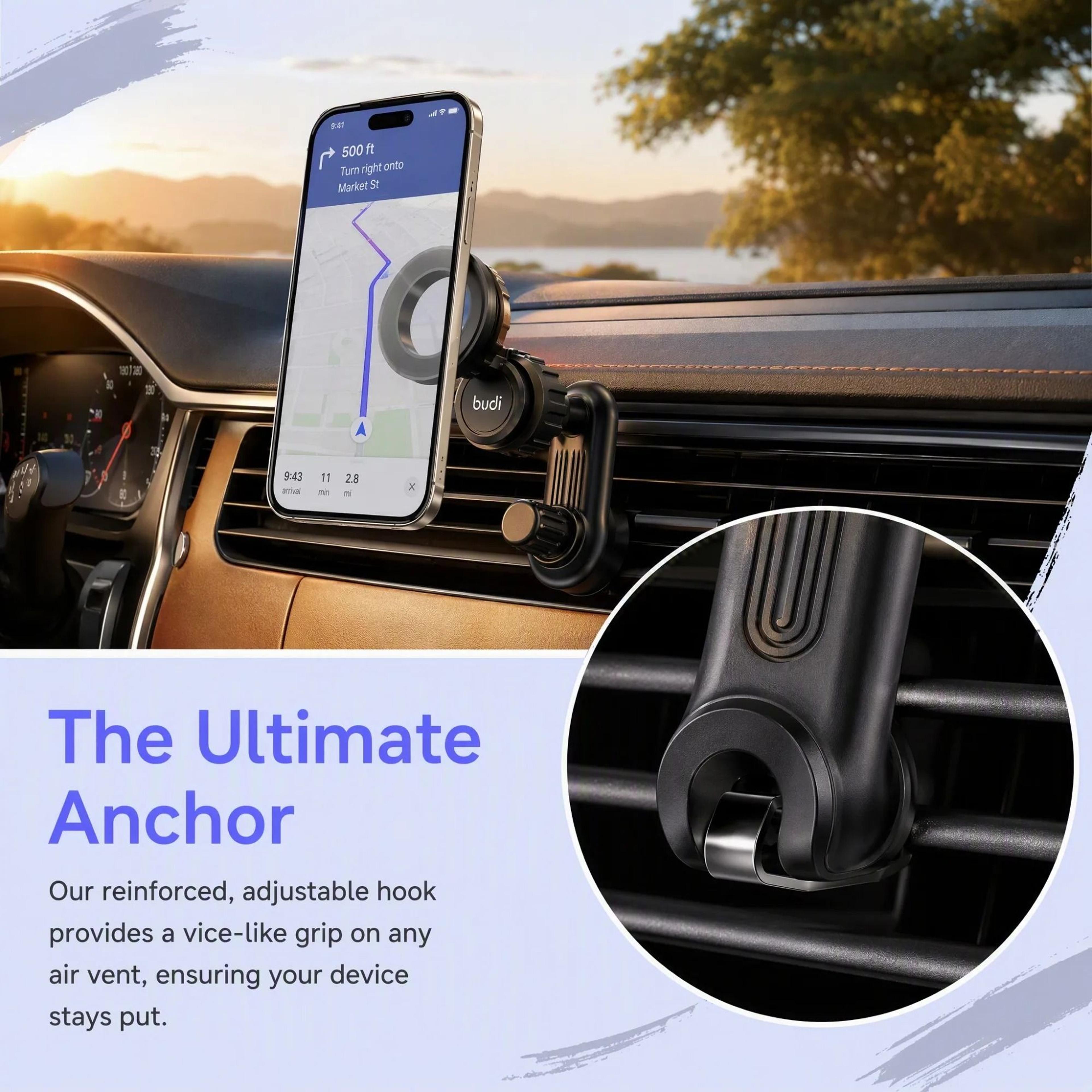 Magnetic Air Vent Car Phone Mount  360 Rotatable Hook Holder With 36 Magnets 5