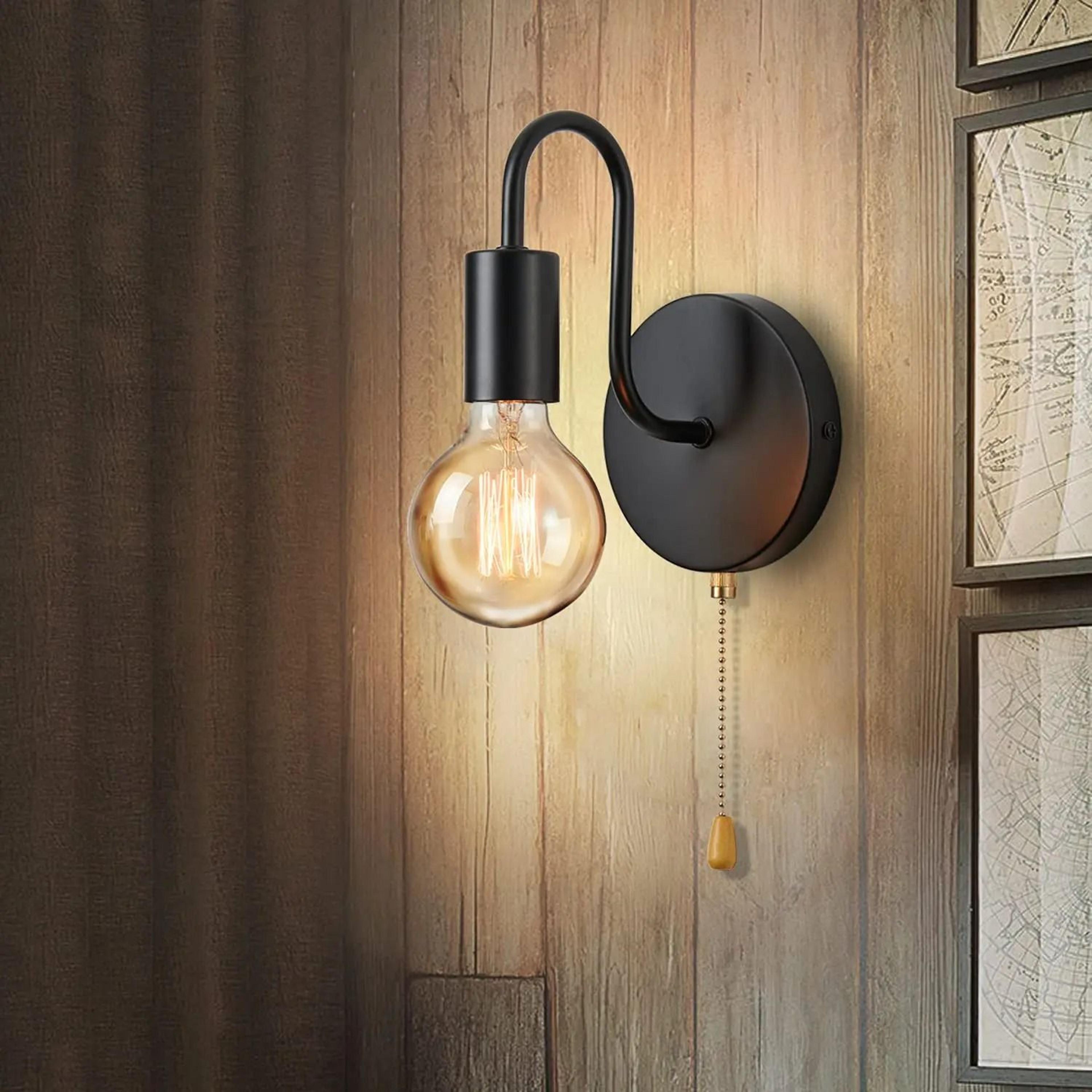 Nordic Industrial Black Iron Wall Sconce  Modern E27 Bedside  Vanity Lamp Fixture 4