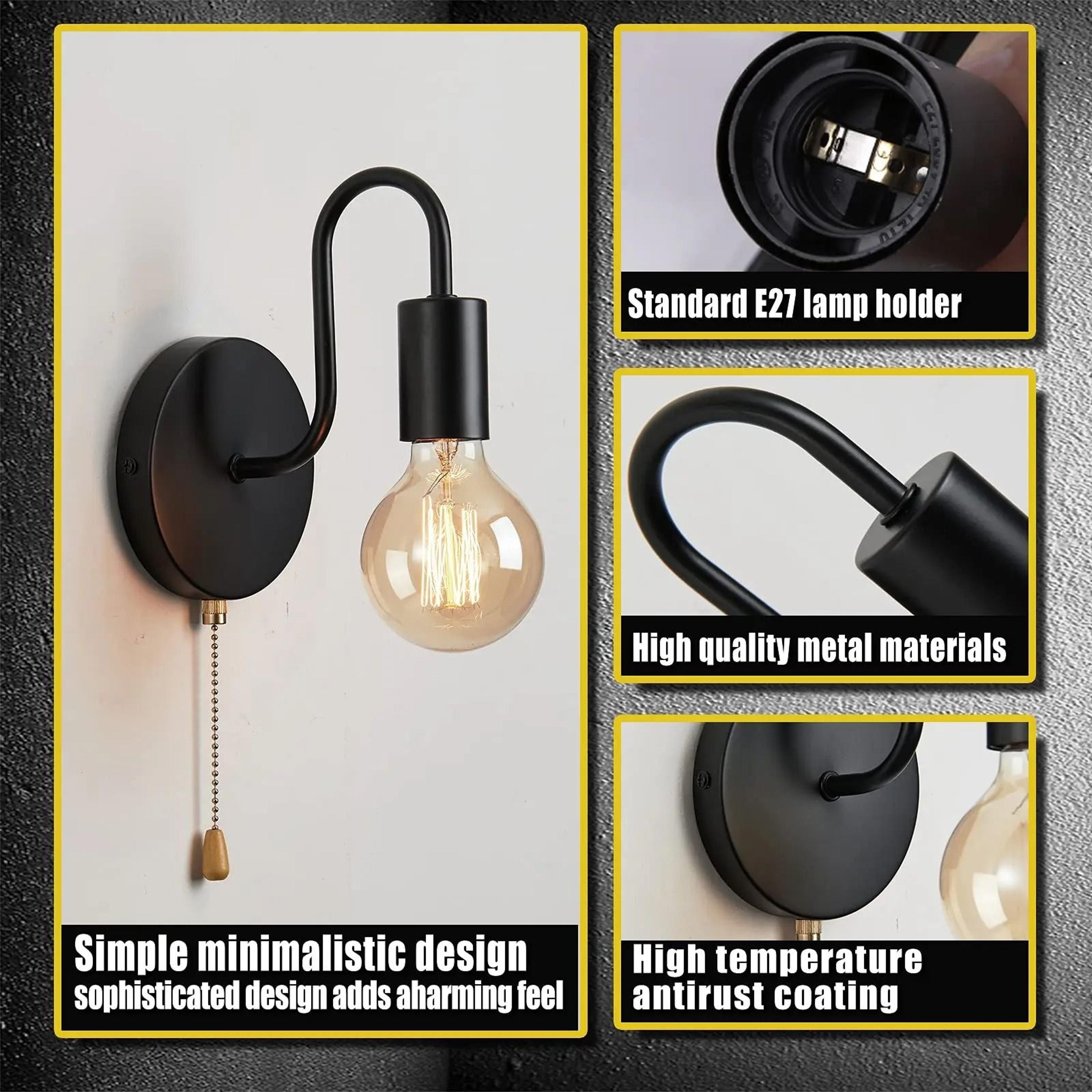 Nordic Industrial Black Iron Wall Sconce  Modern E27 Bedside  Vanity Lamp Fixture 3