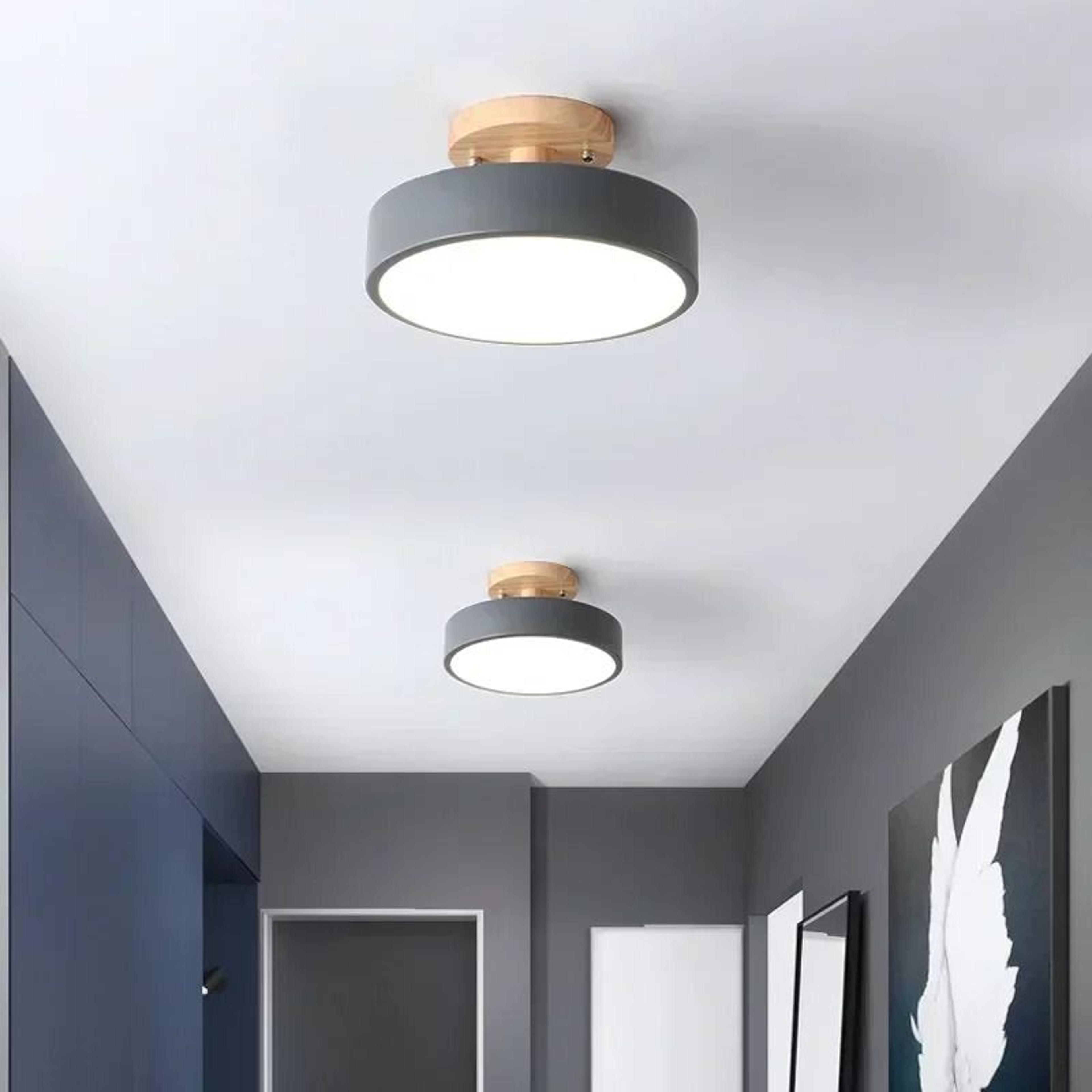Nordic Wood FlushMount Ceiling Light  Modern Round Fixture For Hallway  Bedroom 3