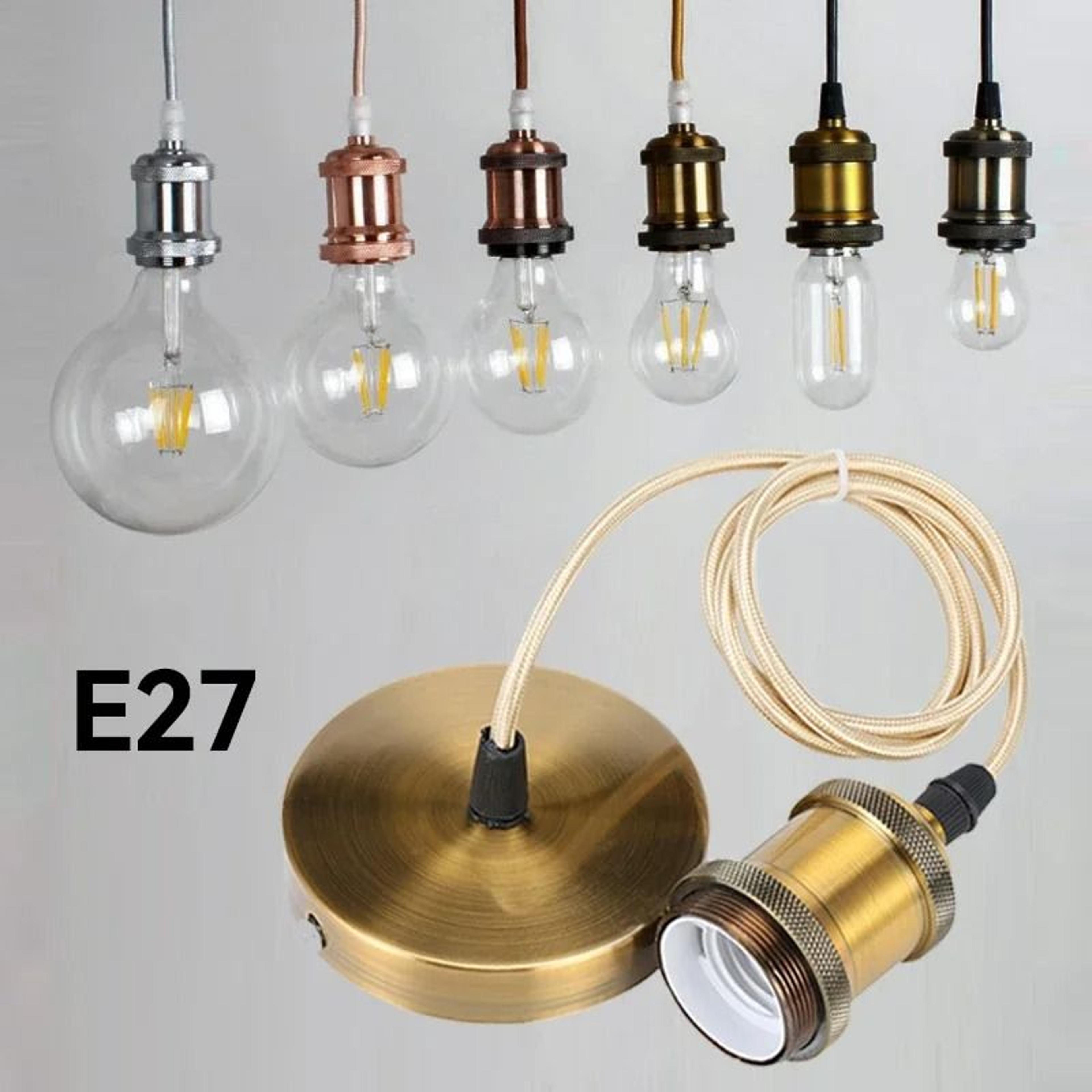 vintage antique copper e27 pendant light cord kit – hanging metal lamp holder