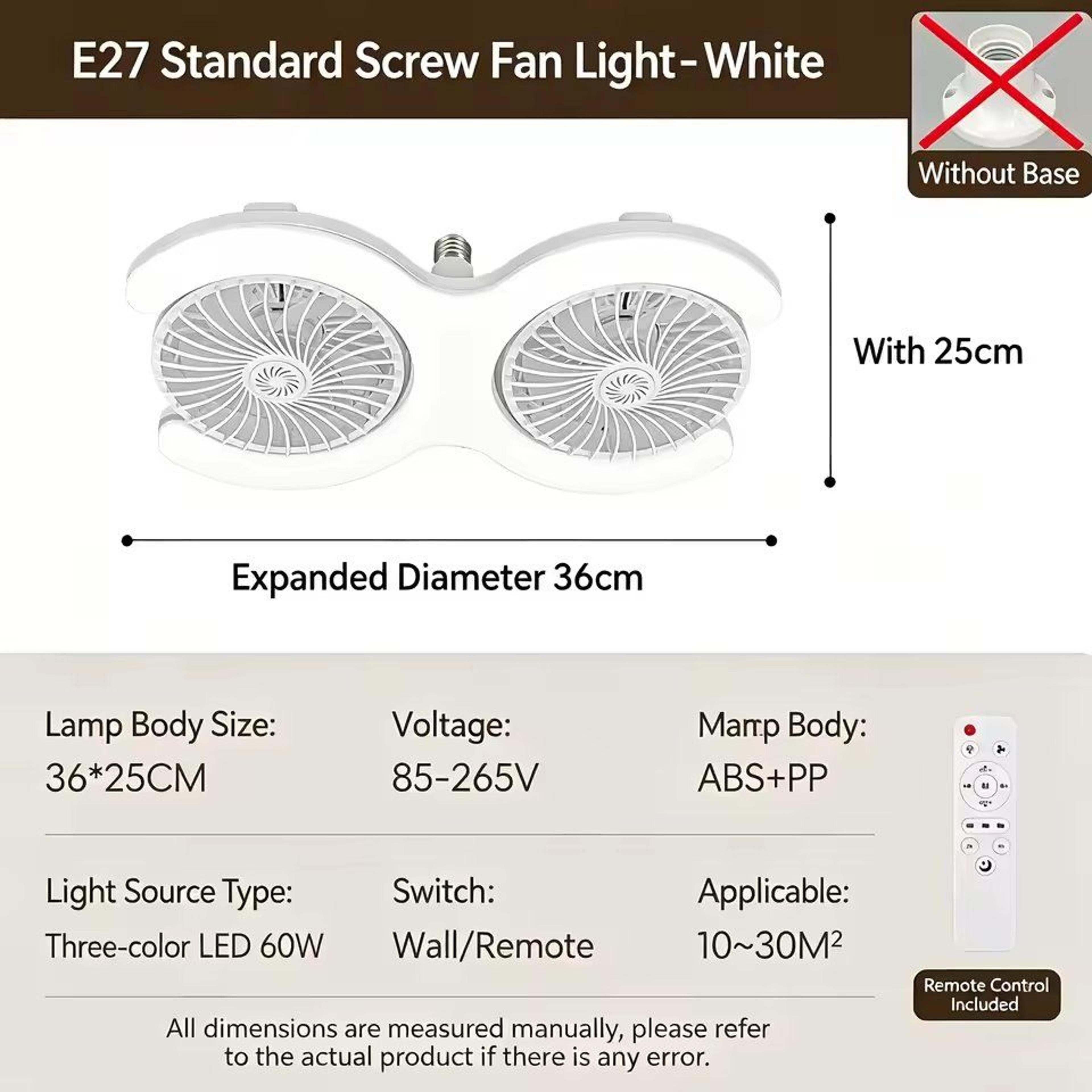 DualHead E27 Socket Ceiling Fan With LED Light  Remote  Silent MultiAngle Airflow Lamp 6