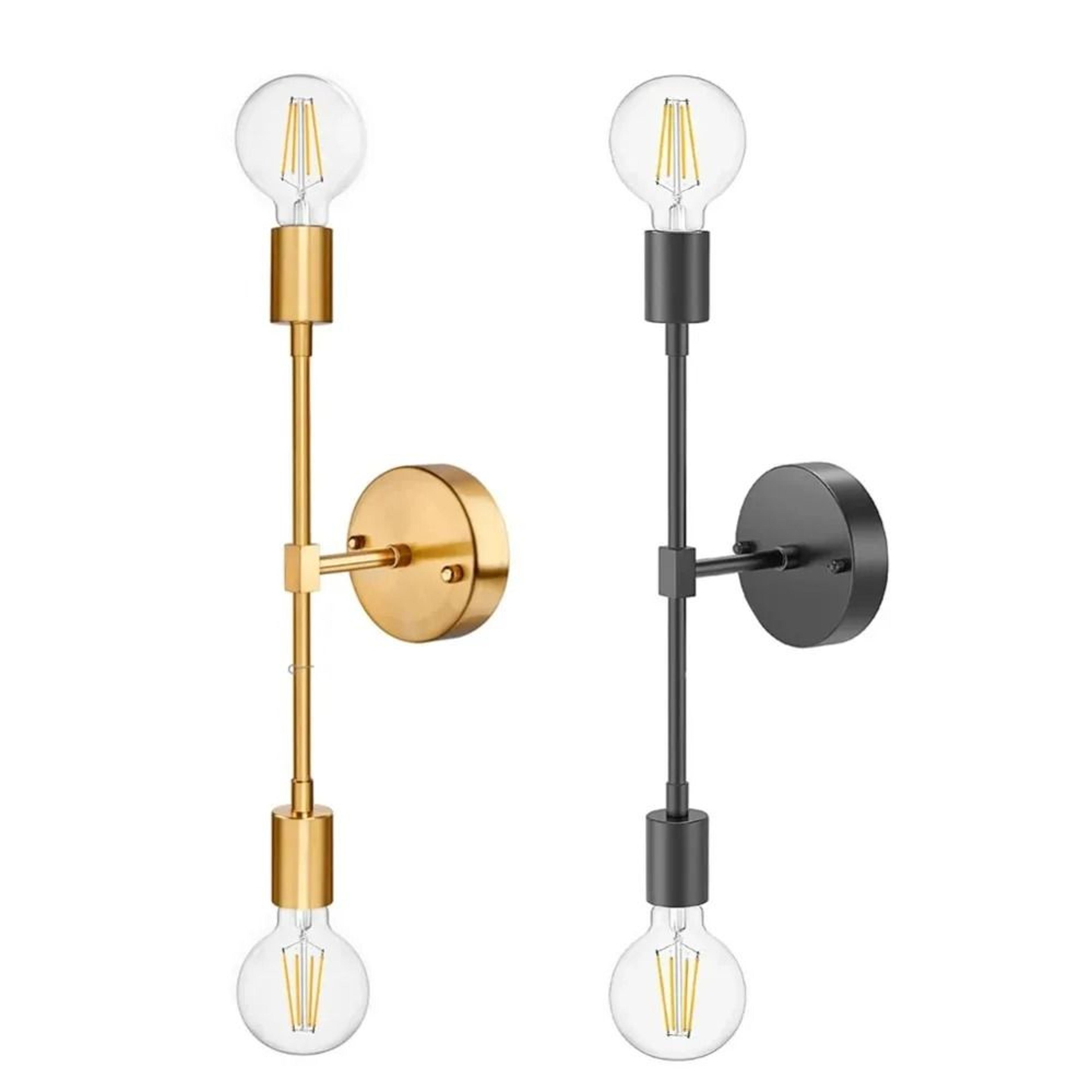 modern golden dual-head wall sconce – minimalist e27 double light fixture for bedroom & corridor