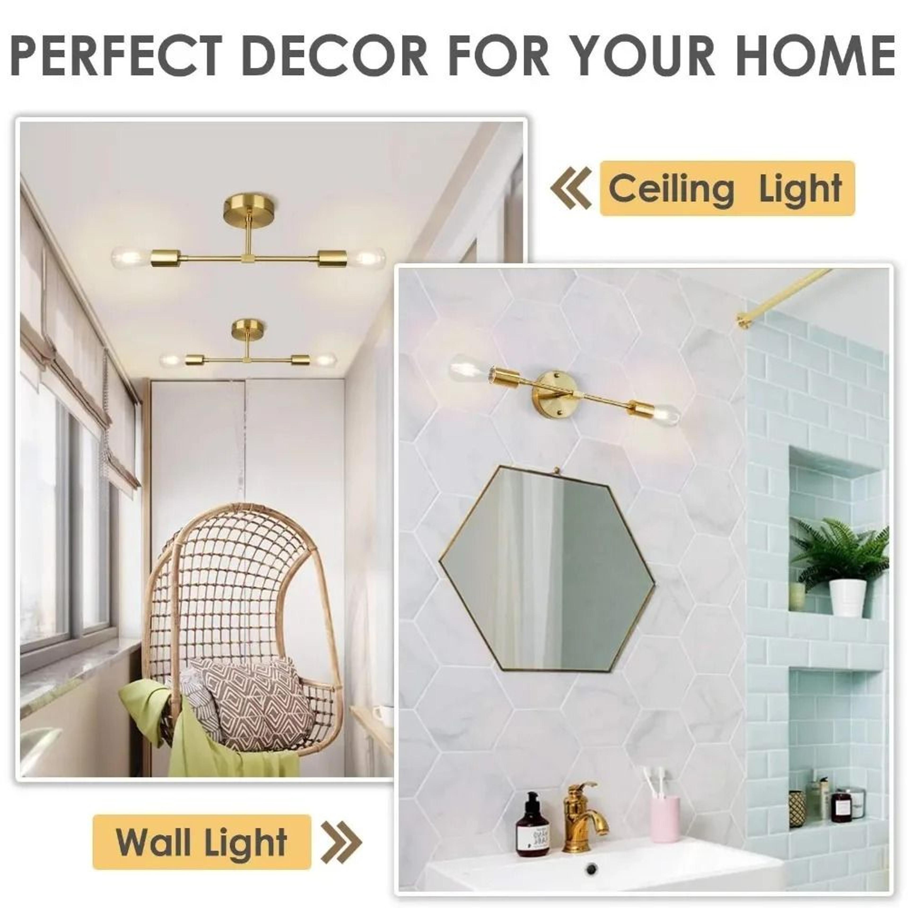 Modern Golden DualHead Wall Sconce  Minimalist E27 Double Light Fixture For Bedroom  Corridor 3