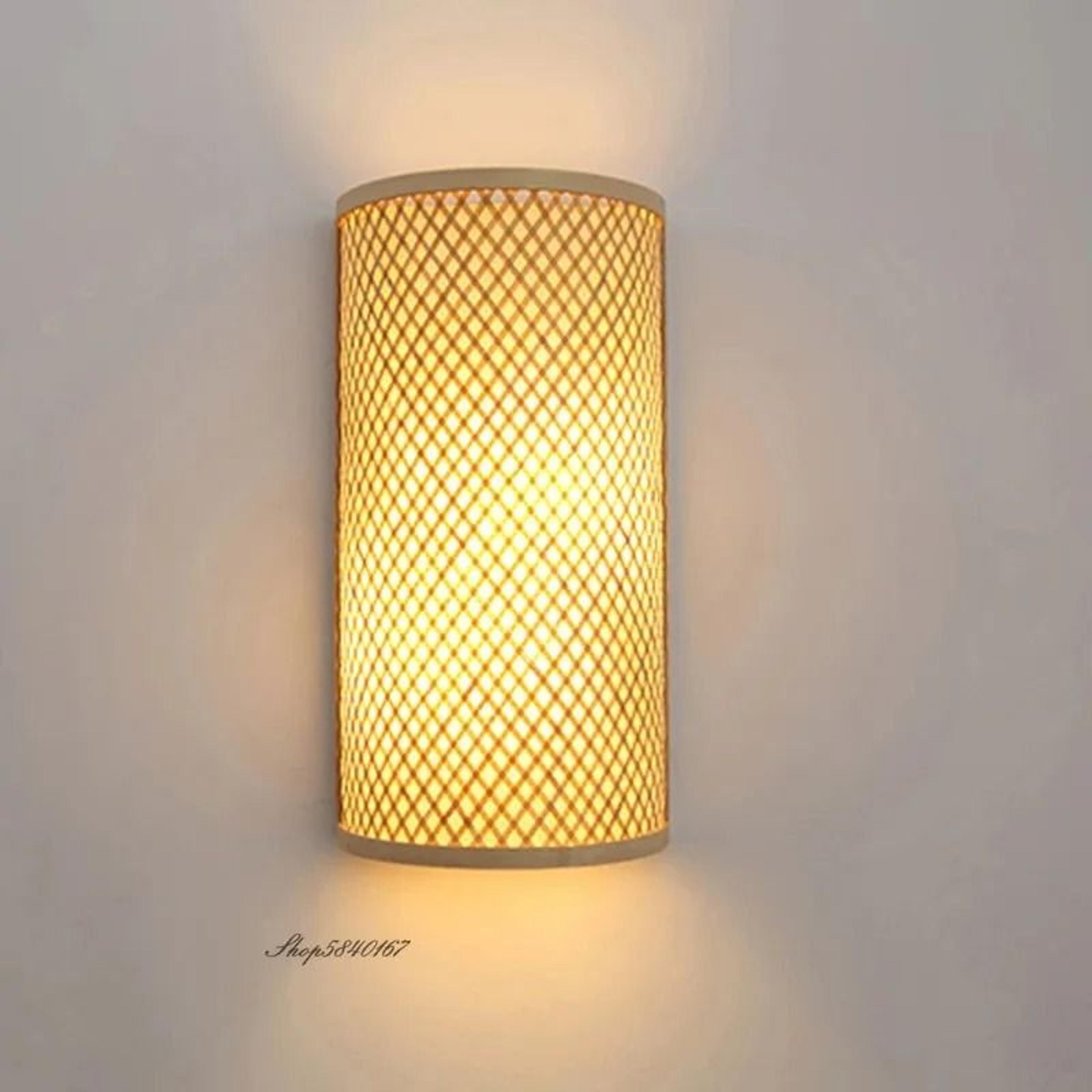 vintage bamboo semicircle wall sconce – handcrafted retro woven wall light for dining, corridor & loft
