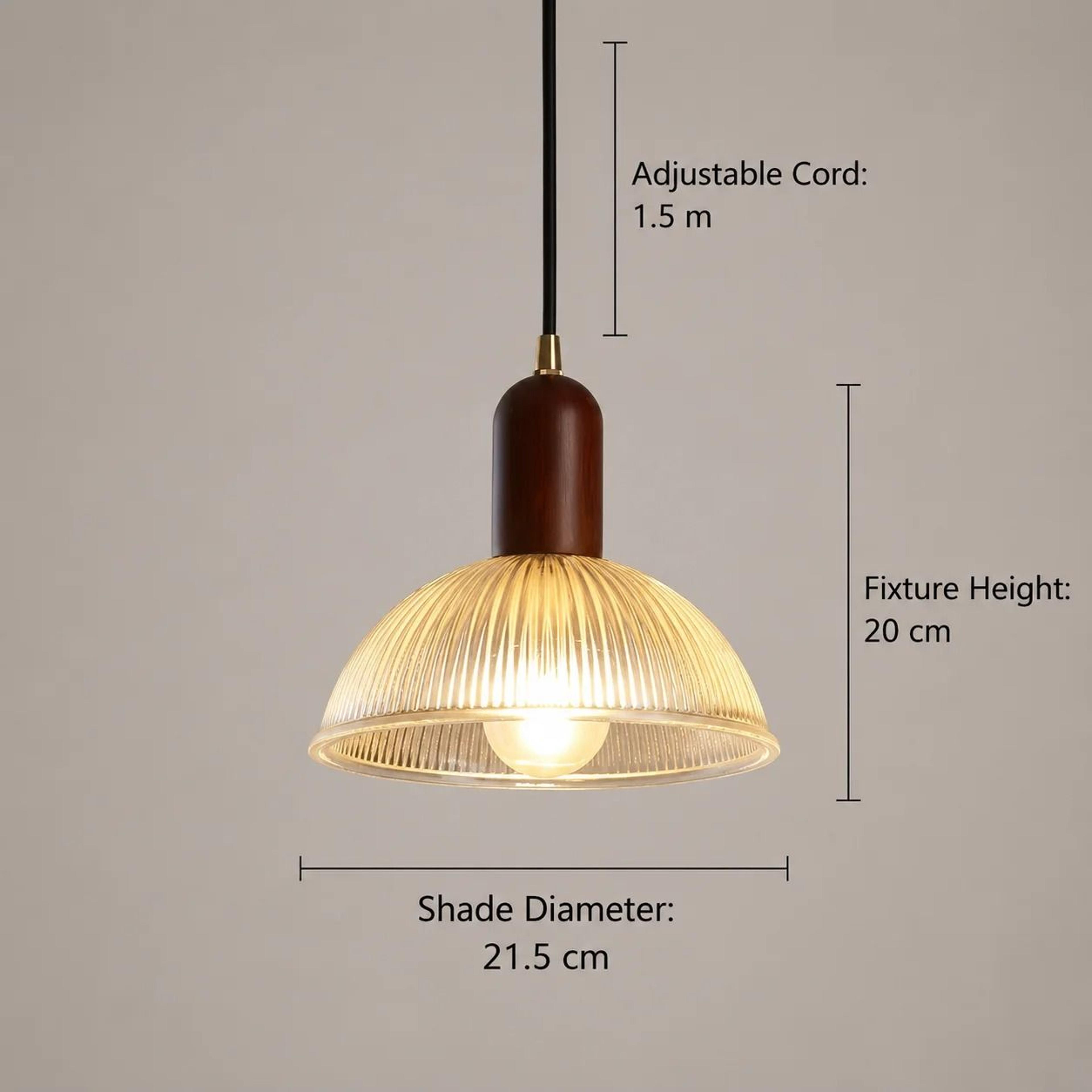 Vintage Modern Glass  Wood Pendant Light  Nordic Retro Hanging Lamp For Dining Room Kitchen Island  3