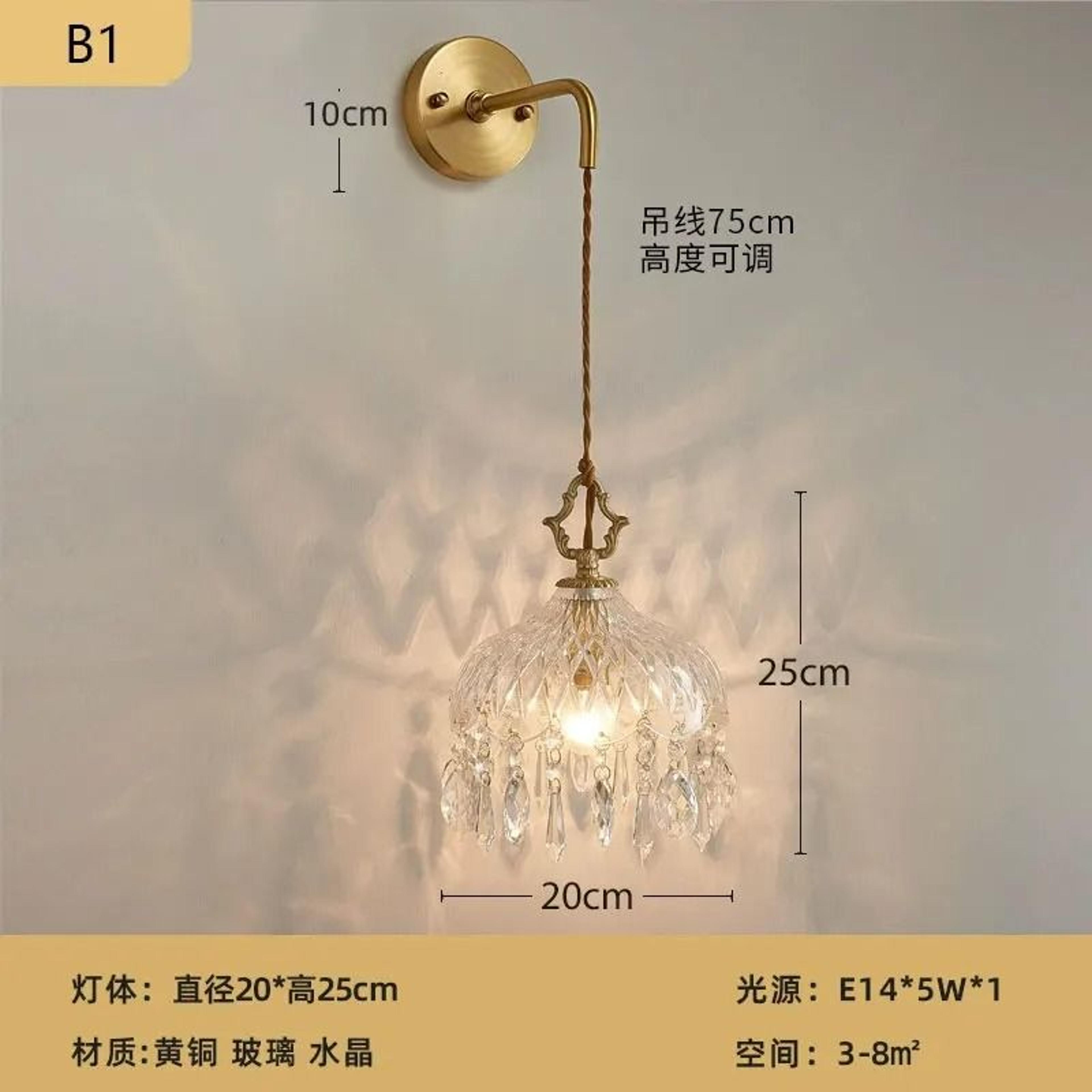 Modern Medieval Crystal Wall Sconce  Pendant Light  Luxury French Glass Ambient Fixture For Bedroom 6