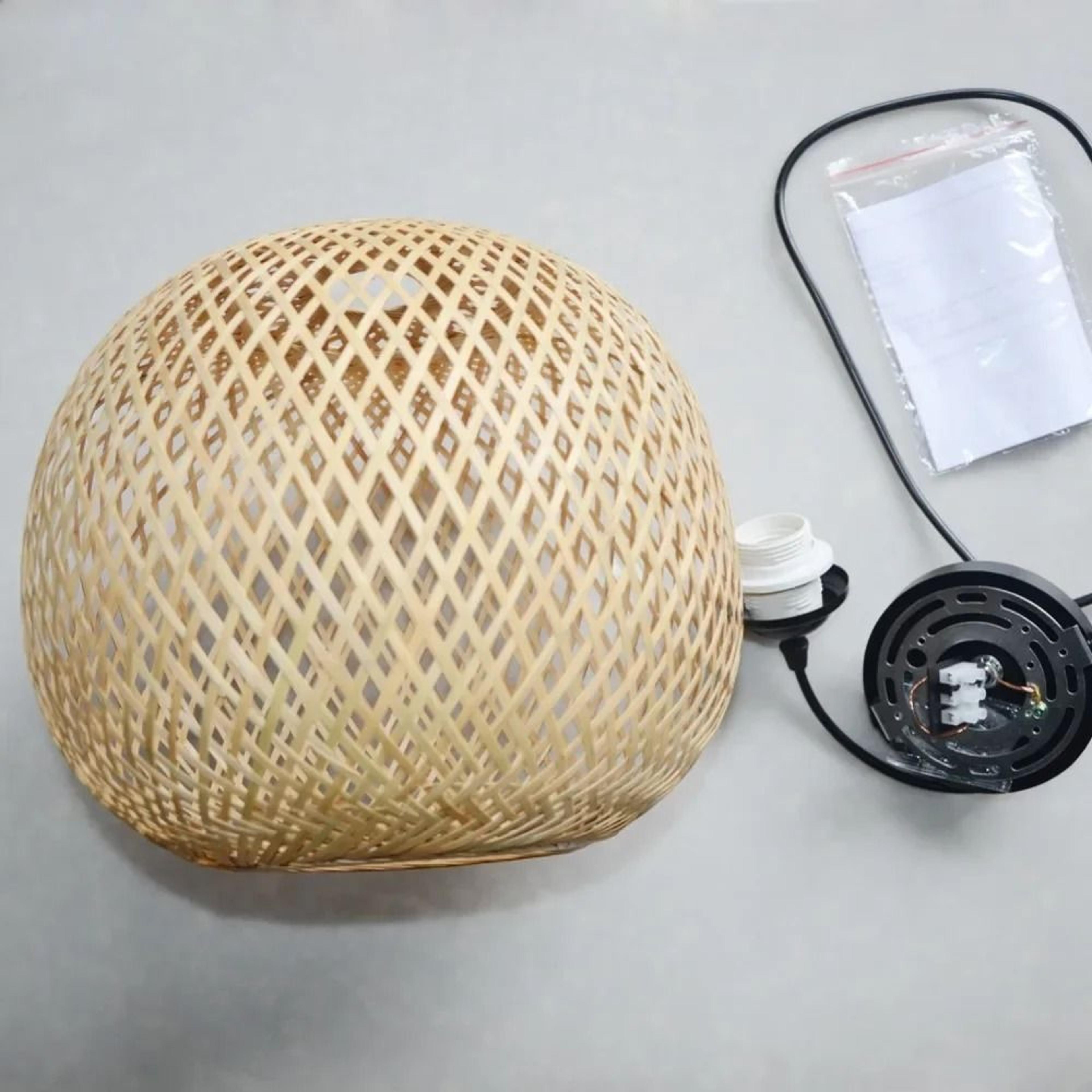 HandWoven Round Bamboo Ball Pendant Light  Retro Rattan Spherical Chandelier For Dining Room Bedroo 5