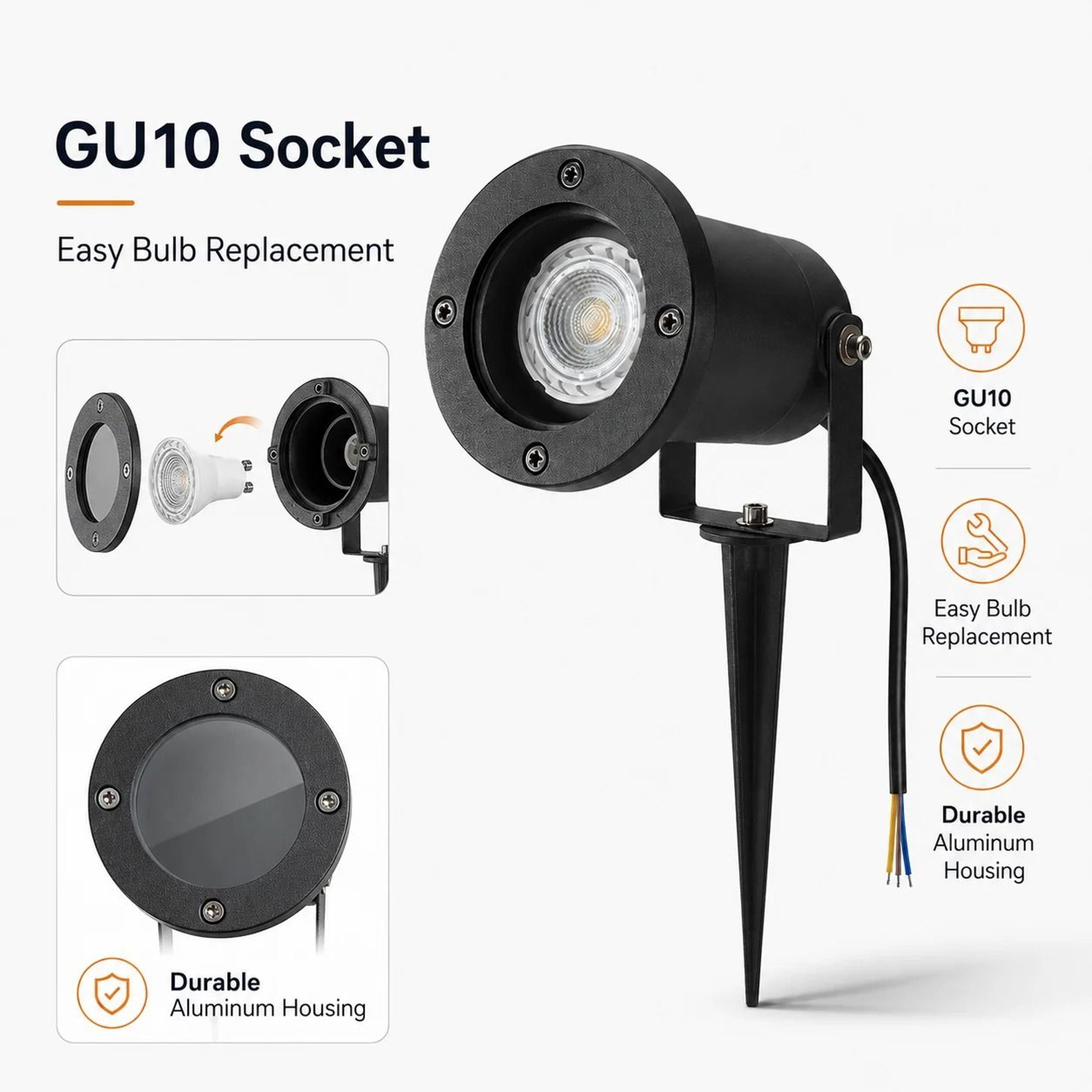 Outdoor Waterproof Garden Lawn Spike Light  GU10 MR16 Landscape Spotlight For Path Tree  Yard Uplig 5