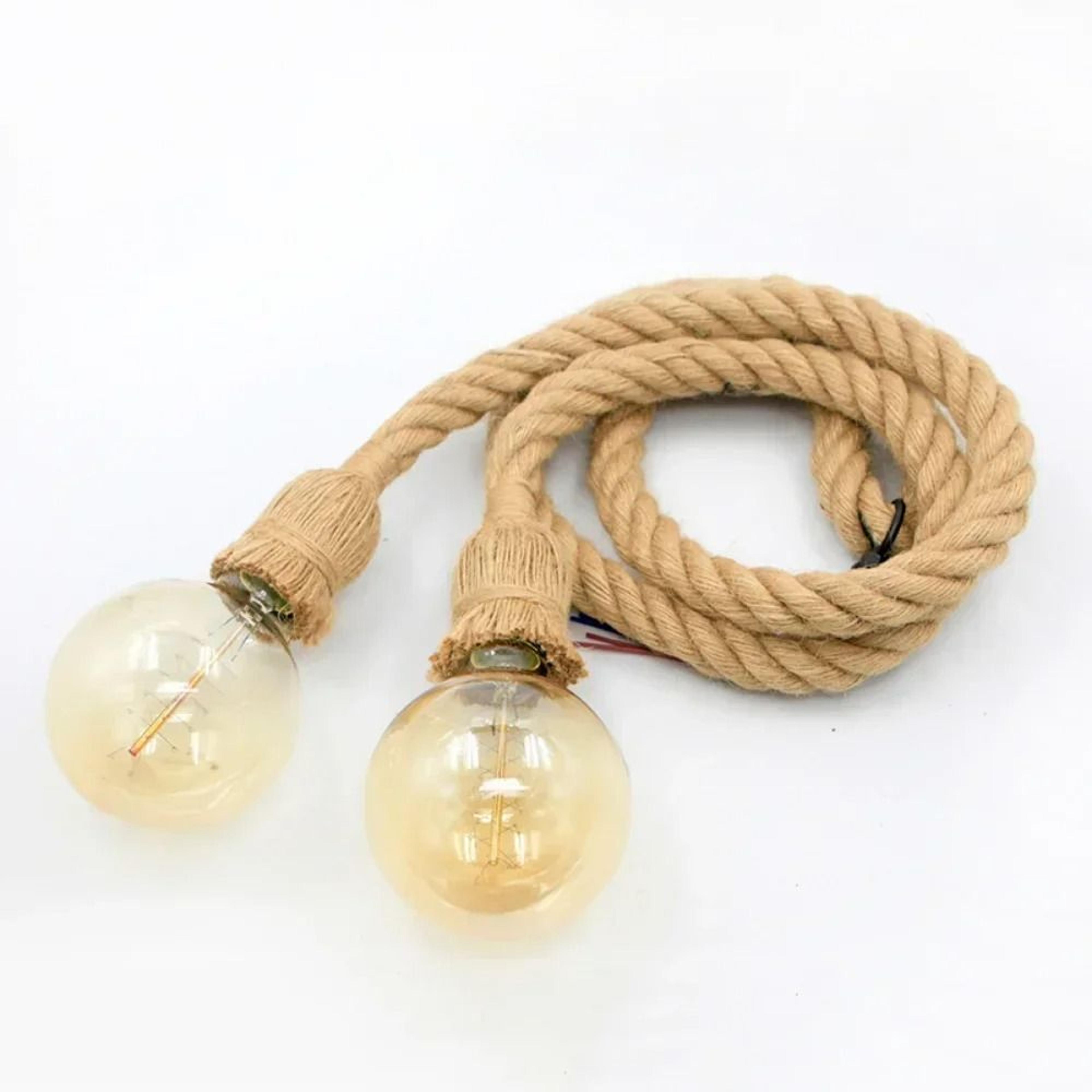 Vintage Hemp Rope Pendant Light  Retro Industrial E27 Hanging Chandelier For Loft Living Room  Bar 5