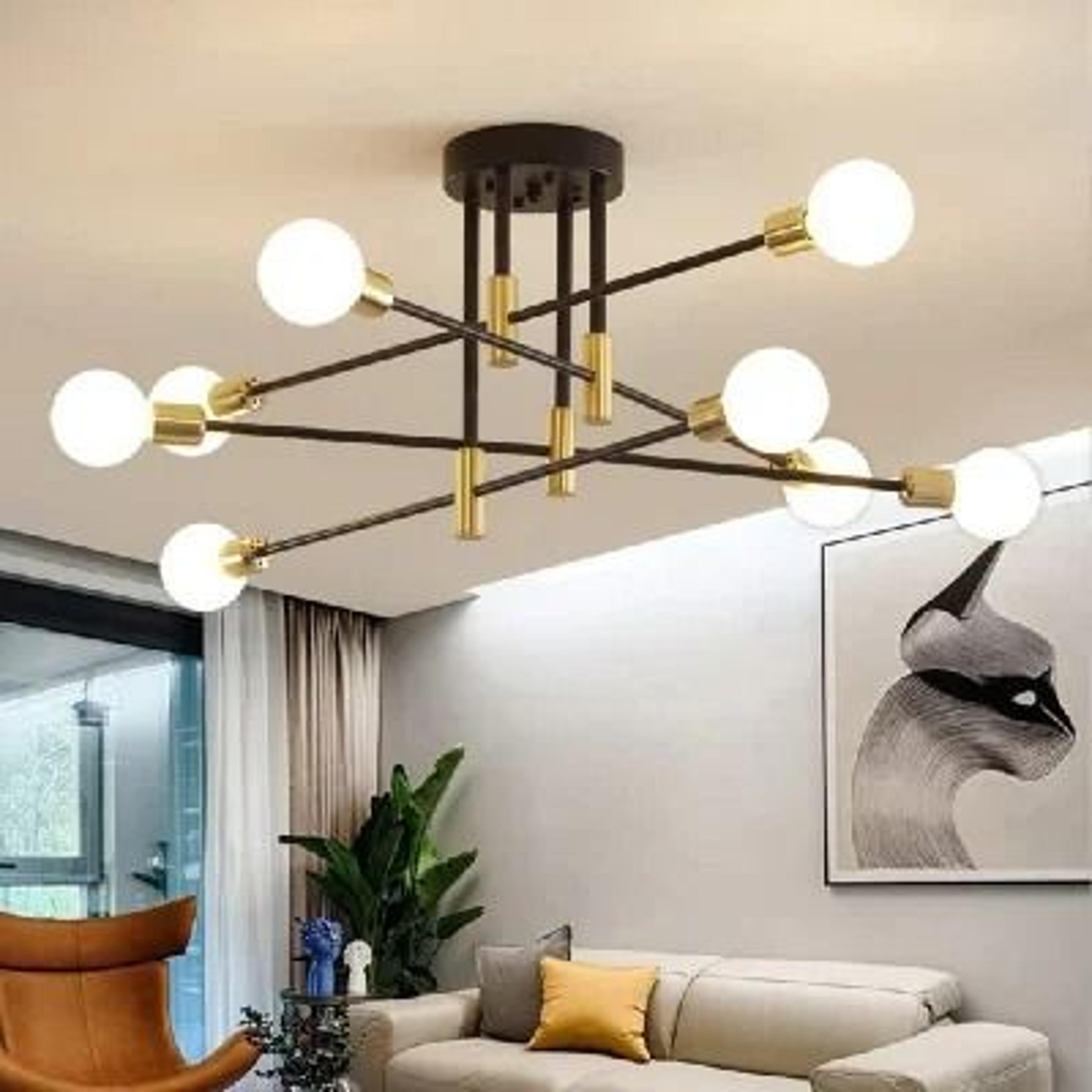 Modern Geometric LED Chandelier  Minimalist Flush Mount Ceiling Light For Living Room  Bedroom 8