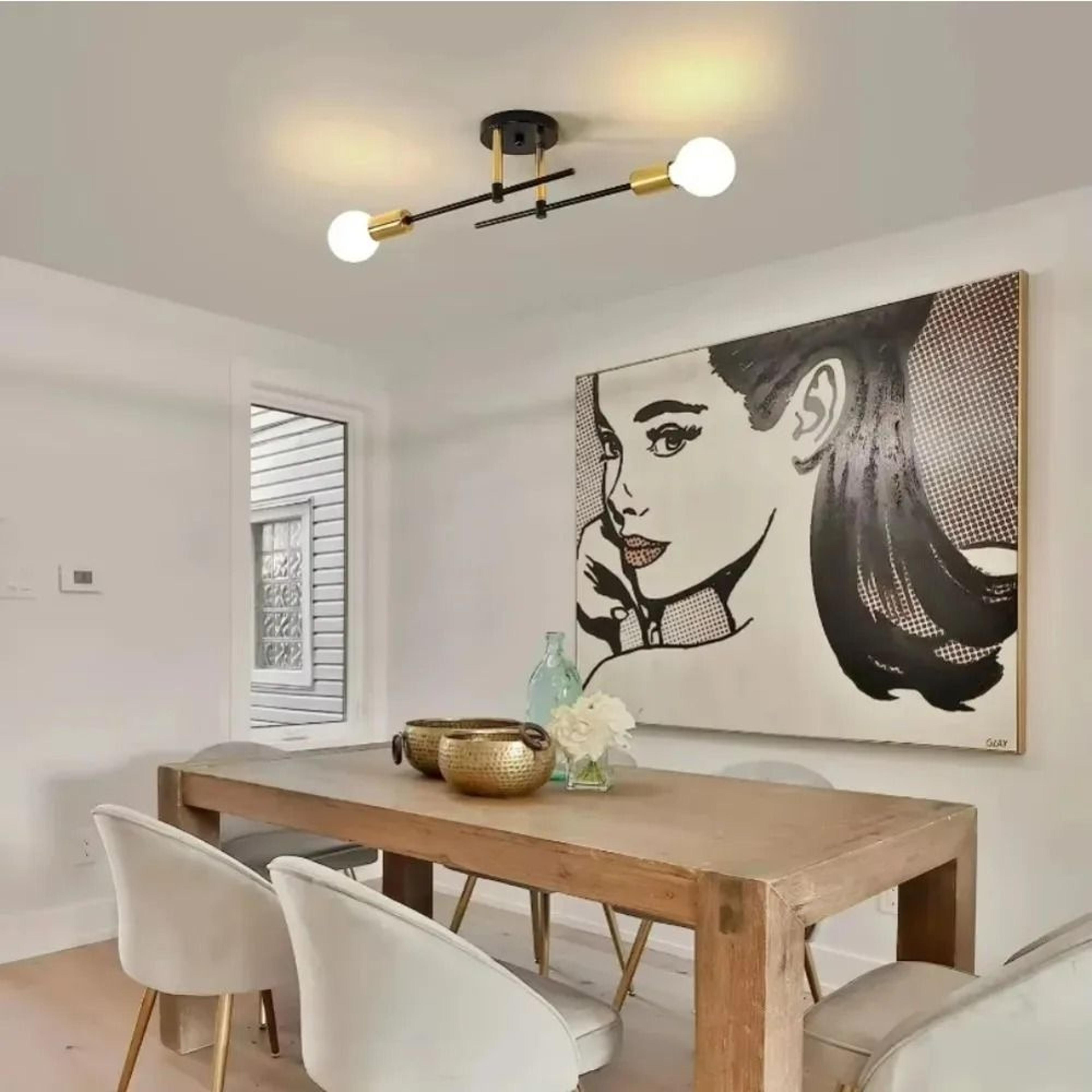 Modern Geometric LED Chandelier  Minimalist Flush Mount Ceiling Light For Living Room  Bedroom 2