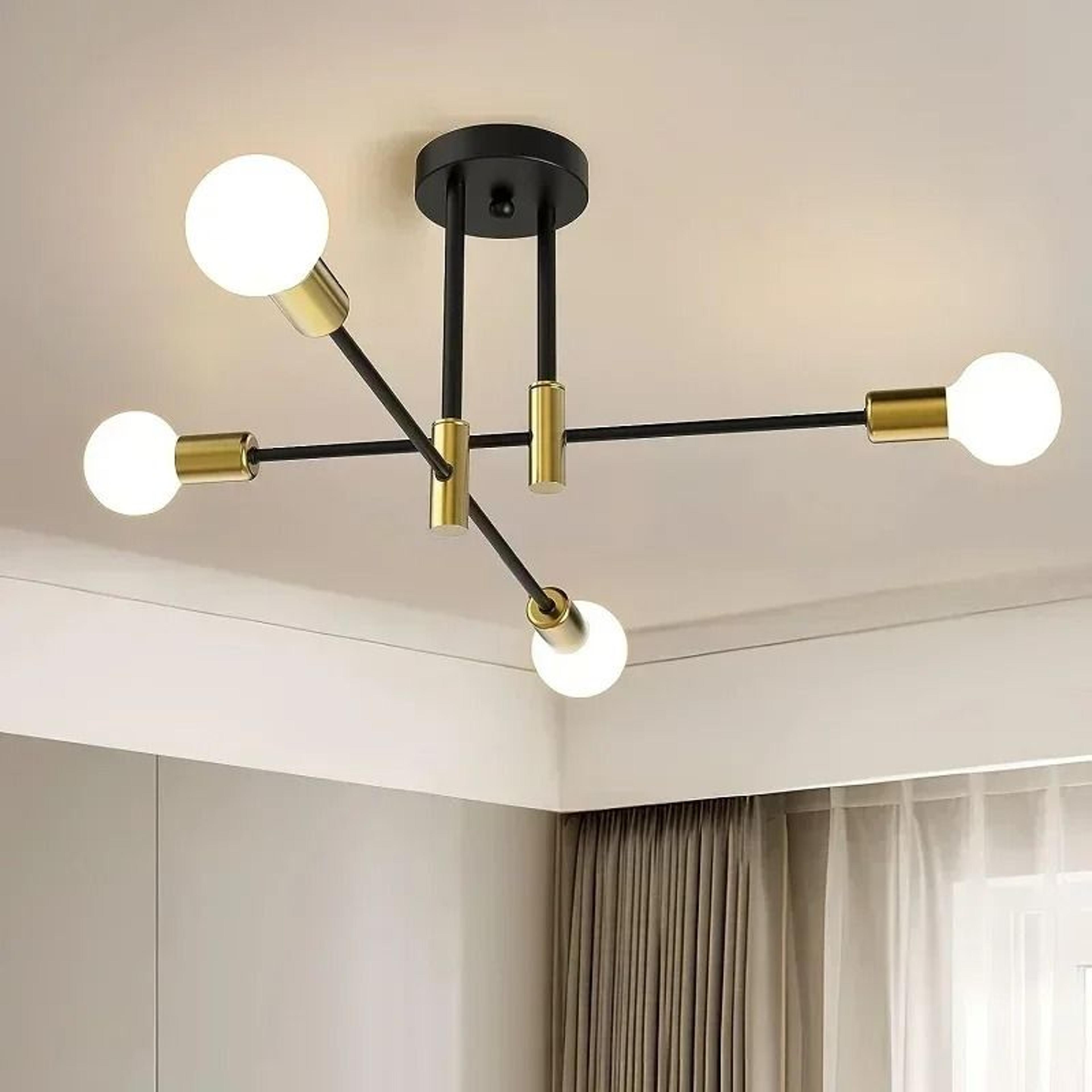 Modern Geometric LED Chandelier  Minimalist Flush Mount Ceiling Light For Living Room  Bedroom 7