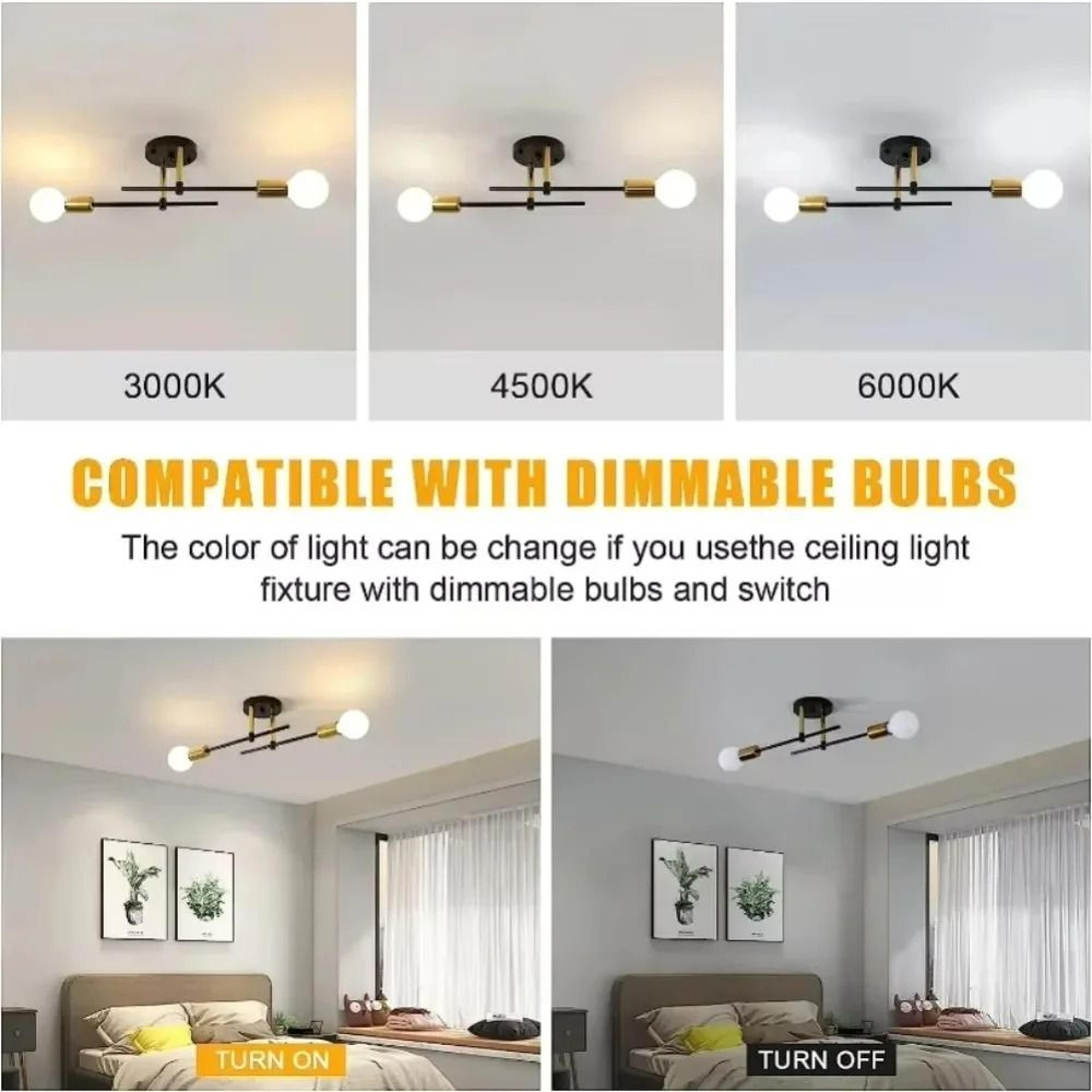 Modern Geometric LED Chandelier  Minimalist Flush Mount Ceiling Light For Living Room  Bedroom 4