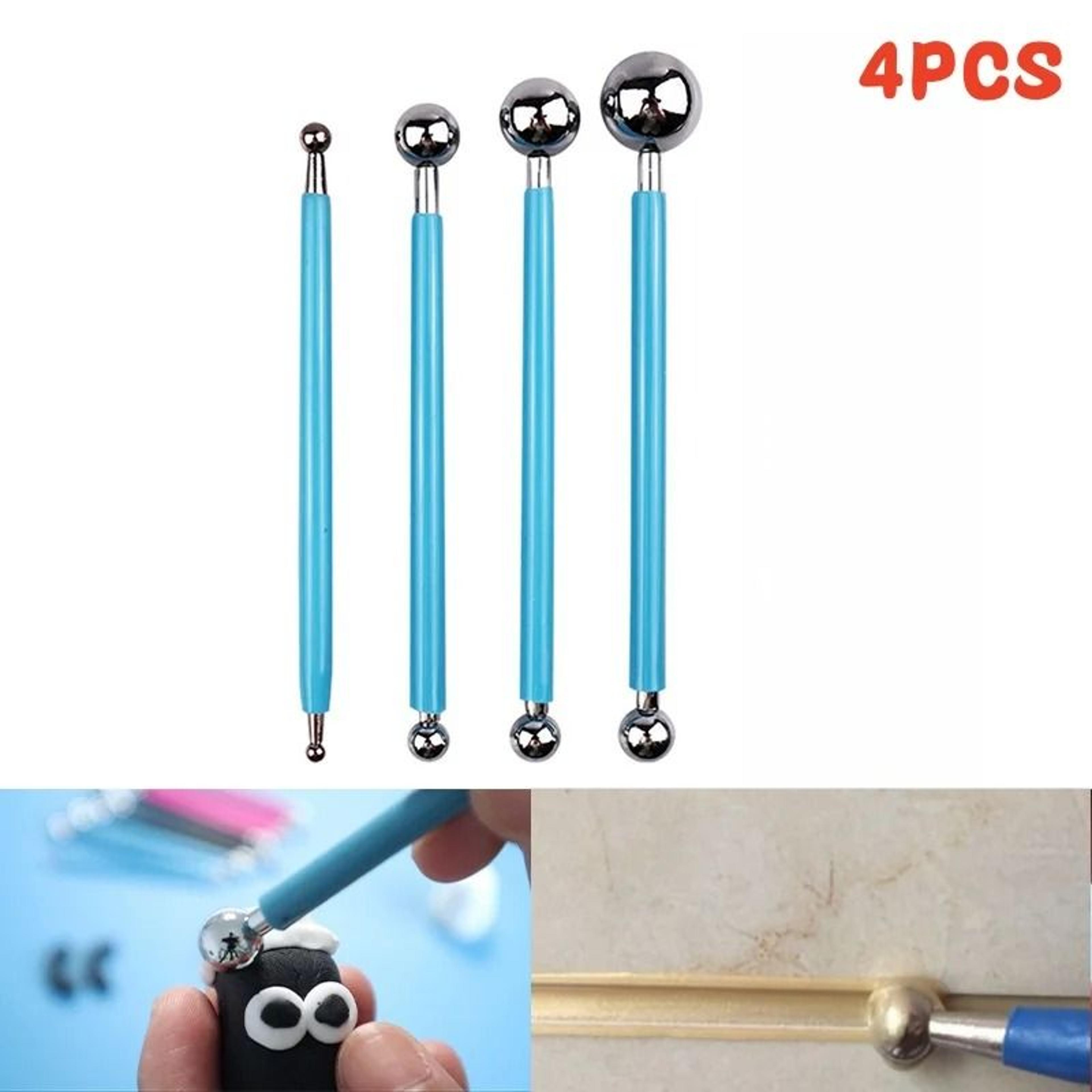 4-piece double-ended ball stylus dotting tool set – stainless steel clay sculpting & tile grout pressure seam stick kit