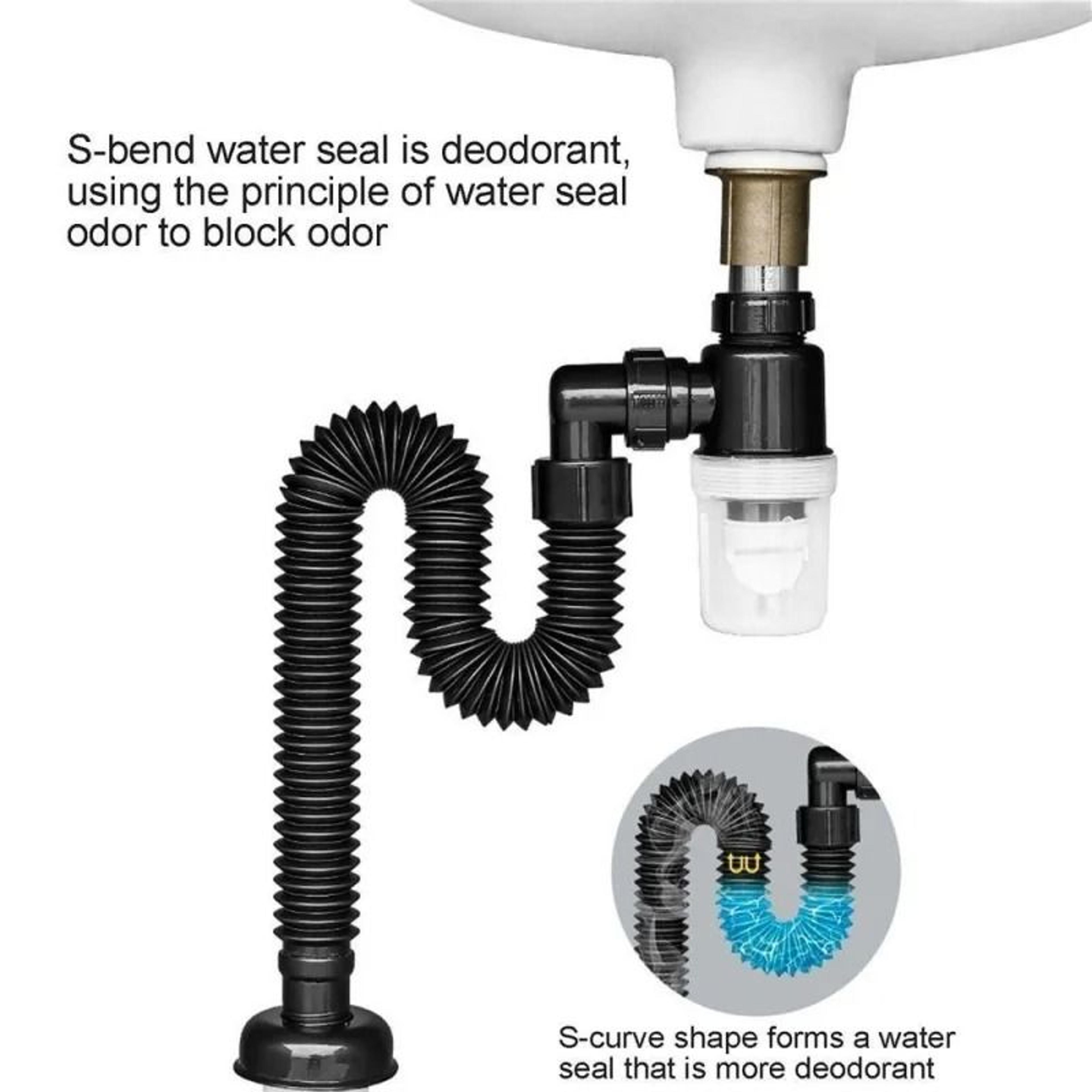 Flexible Retractable PTrap Kitchen  Bathroom Sink Drain Pipe  AntiClogging Deodorizing Downspout Fi 2