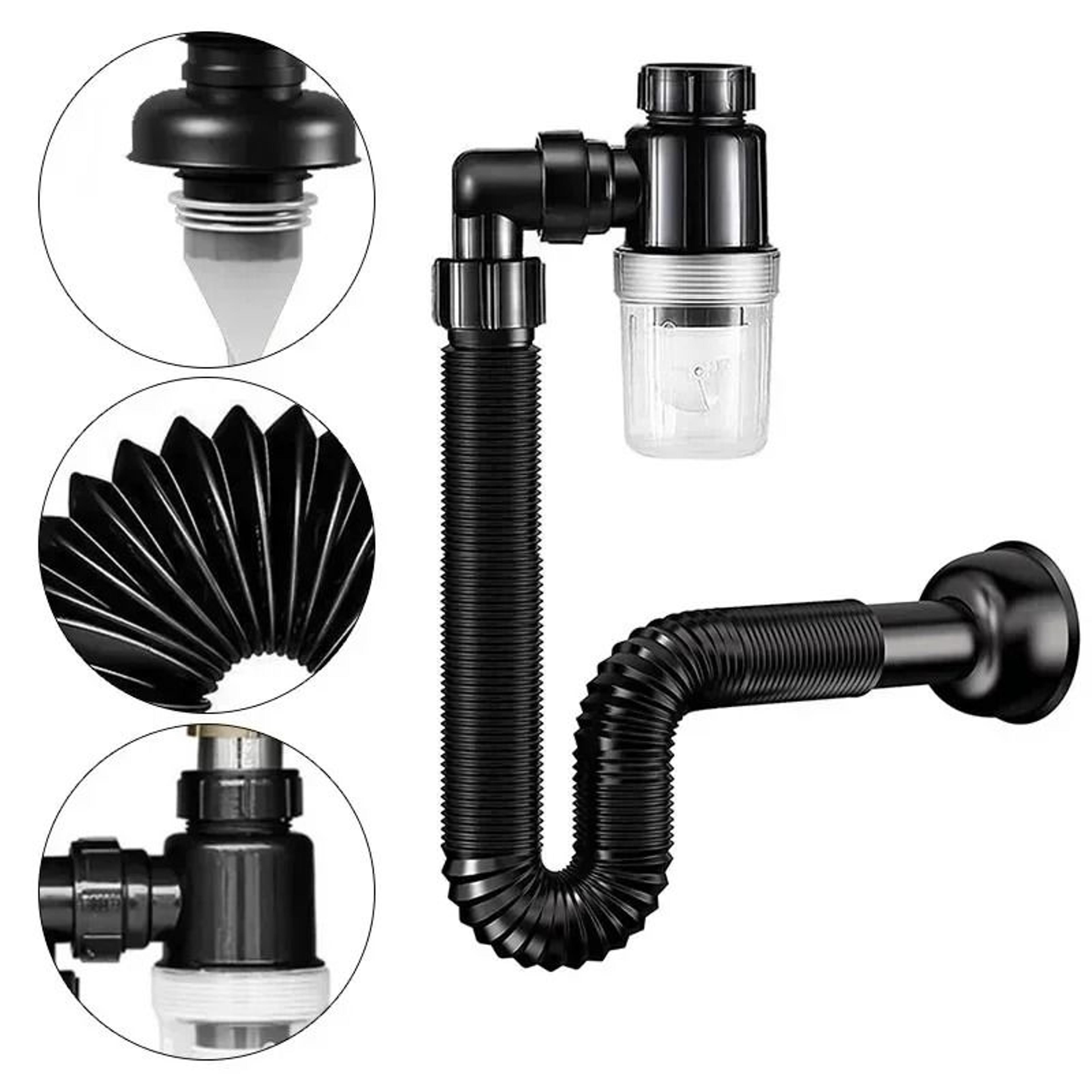 Flexible Retractable PTrap Kitchen  Bathroom Sink Drain Pipe  AntiClogging Deodorizing Downspout Fi 3