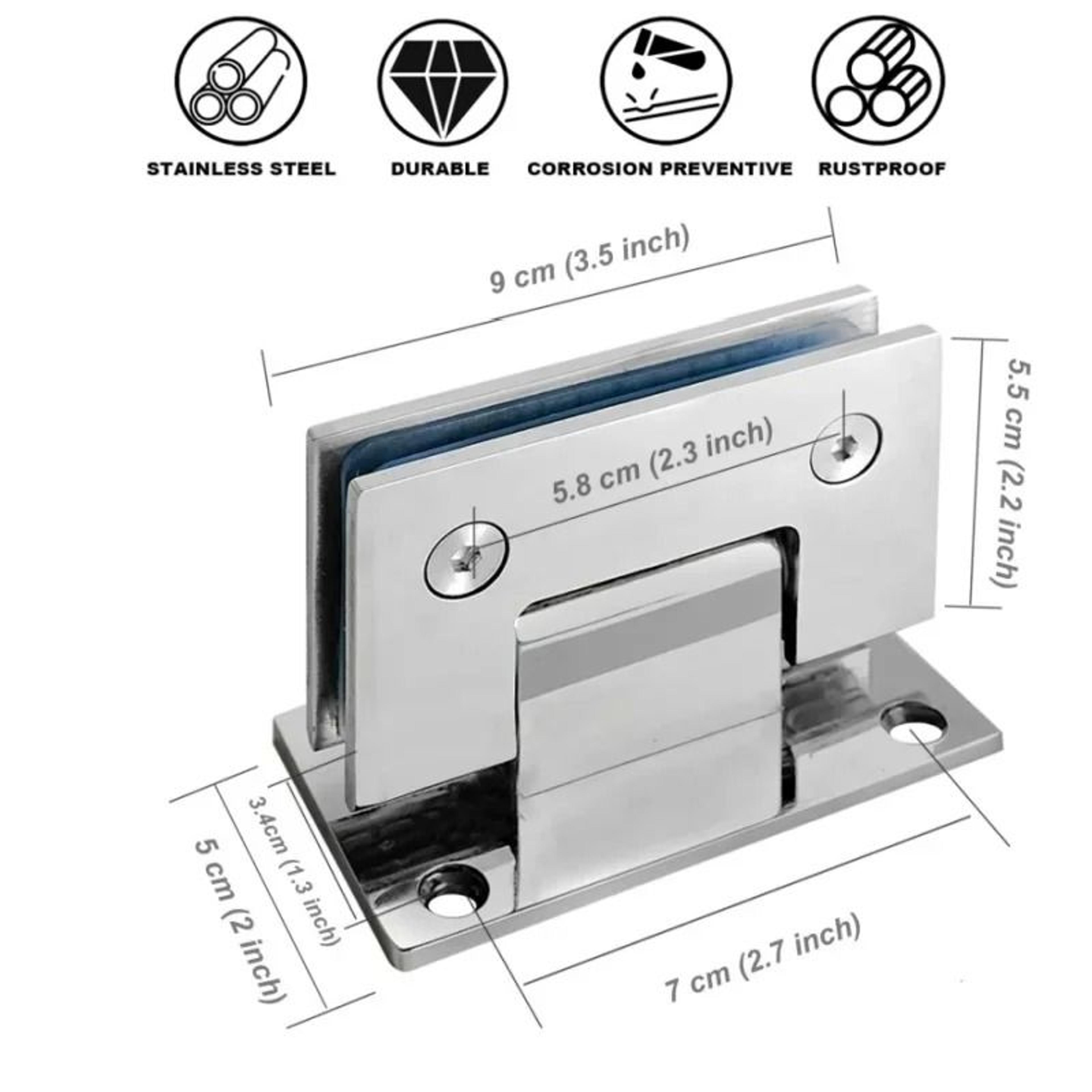 HeavyDuty Stainless Steel Glass Hinges  90180 Bathroom Shower Door Bracket Support Clamp 3