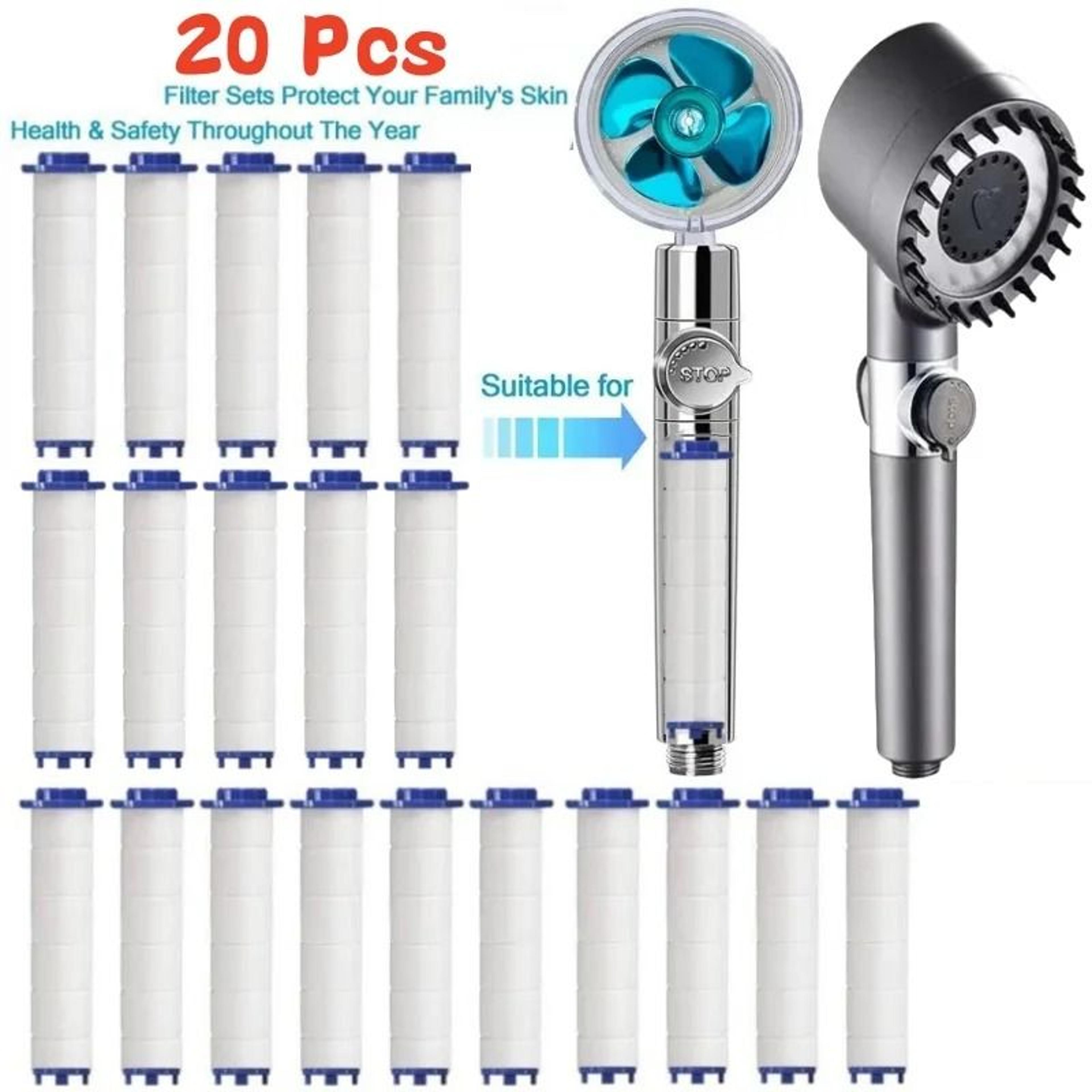 20-pack handheld showerhead replacement filter cartridges – high-output chlorine & hard water purifier