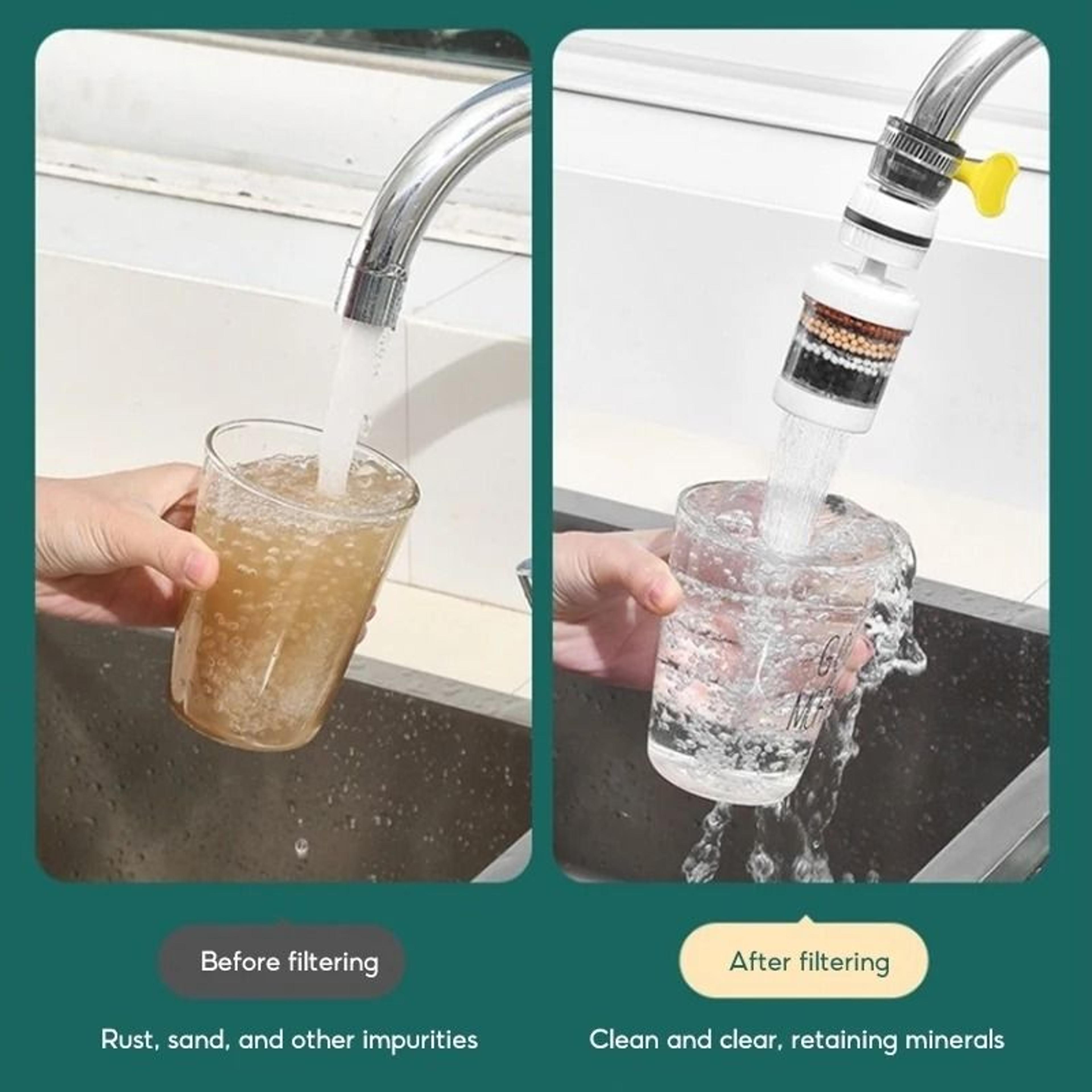 360 Rotating Faucet Water Filter  Mini Kitchen Tap Purifier With Activated Carbon Filtration 4