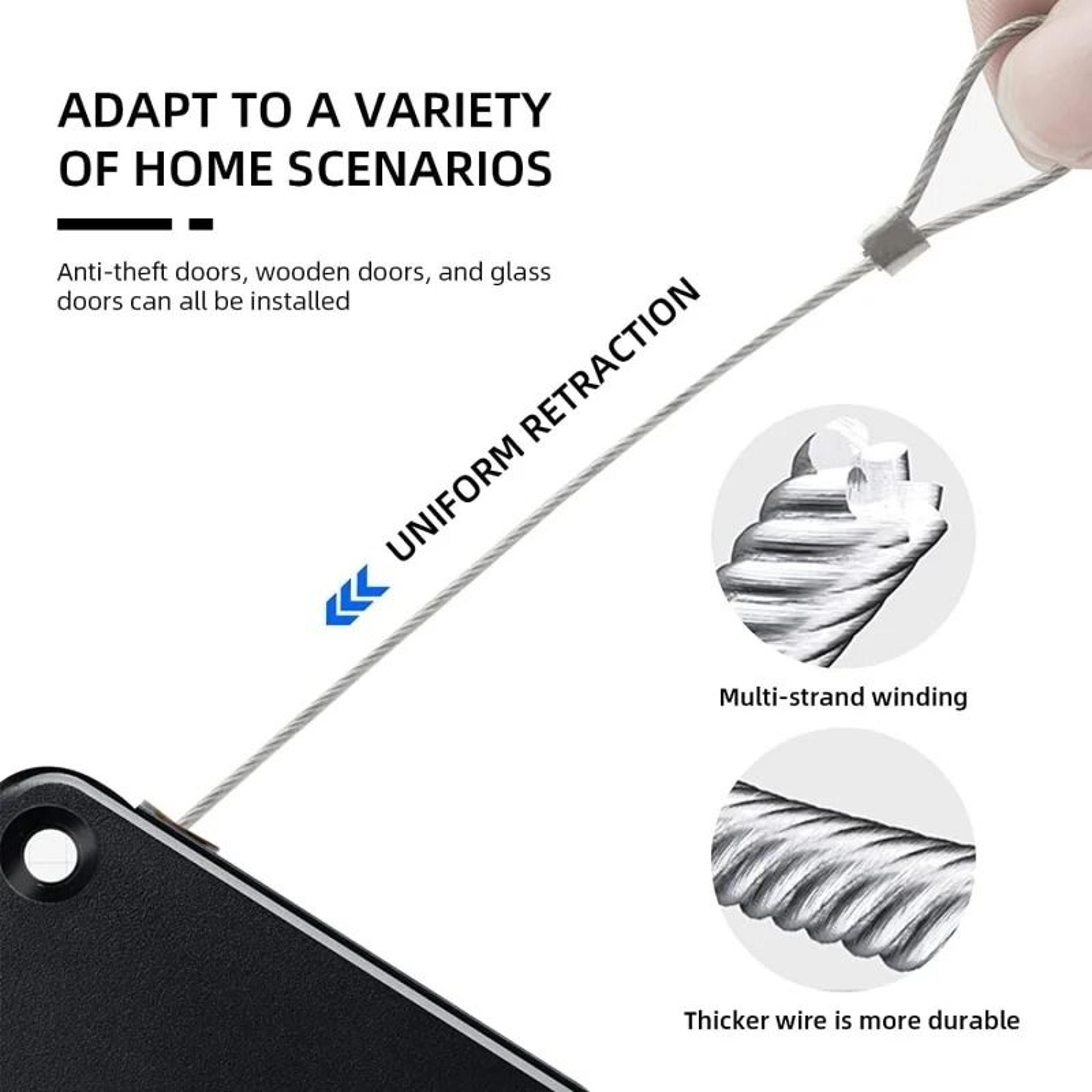 PunchFree Automatic Sensor Door Closer  Adjustable Steel Wire Cable SelfClosing Retractor 3