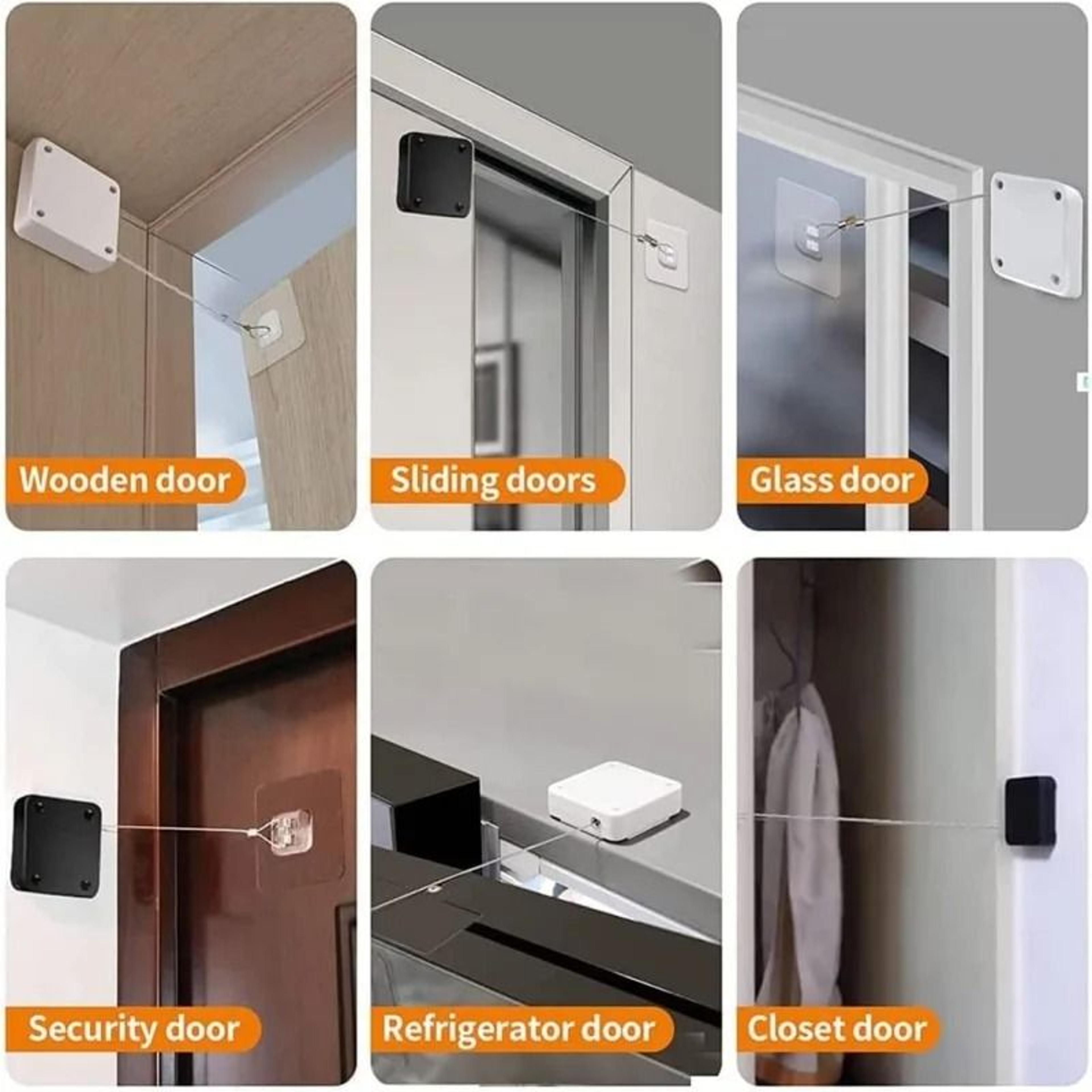 PunchFree Automatic Sensor Door Closer  Adjustable Steel Wire Cable SelfClosing Retractor 5